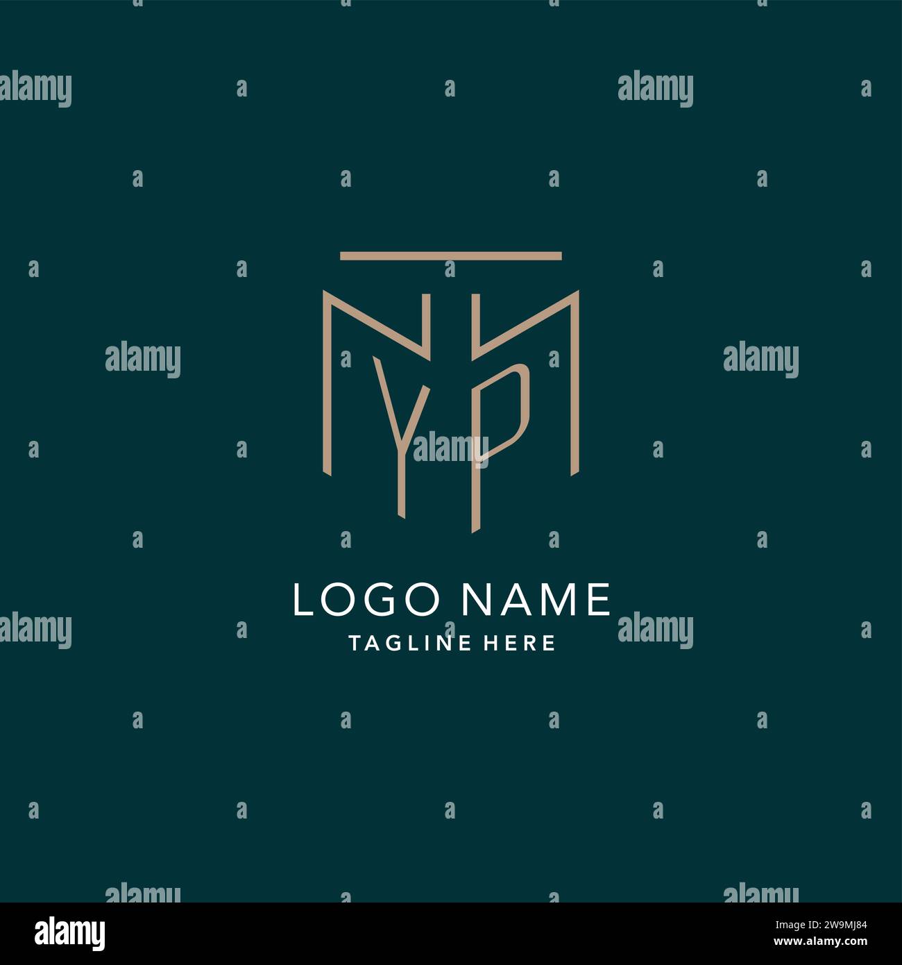 Luxury modern YP logo monogram with geometric monoline style vector ...