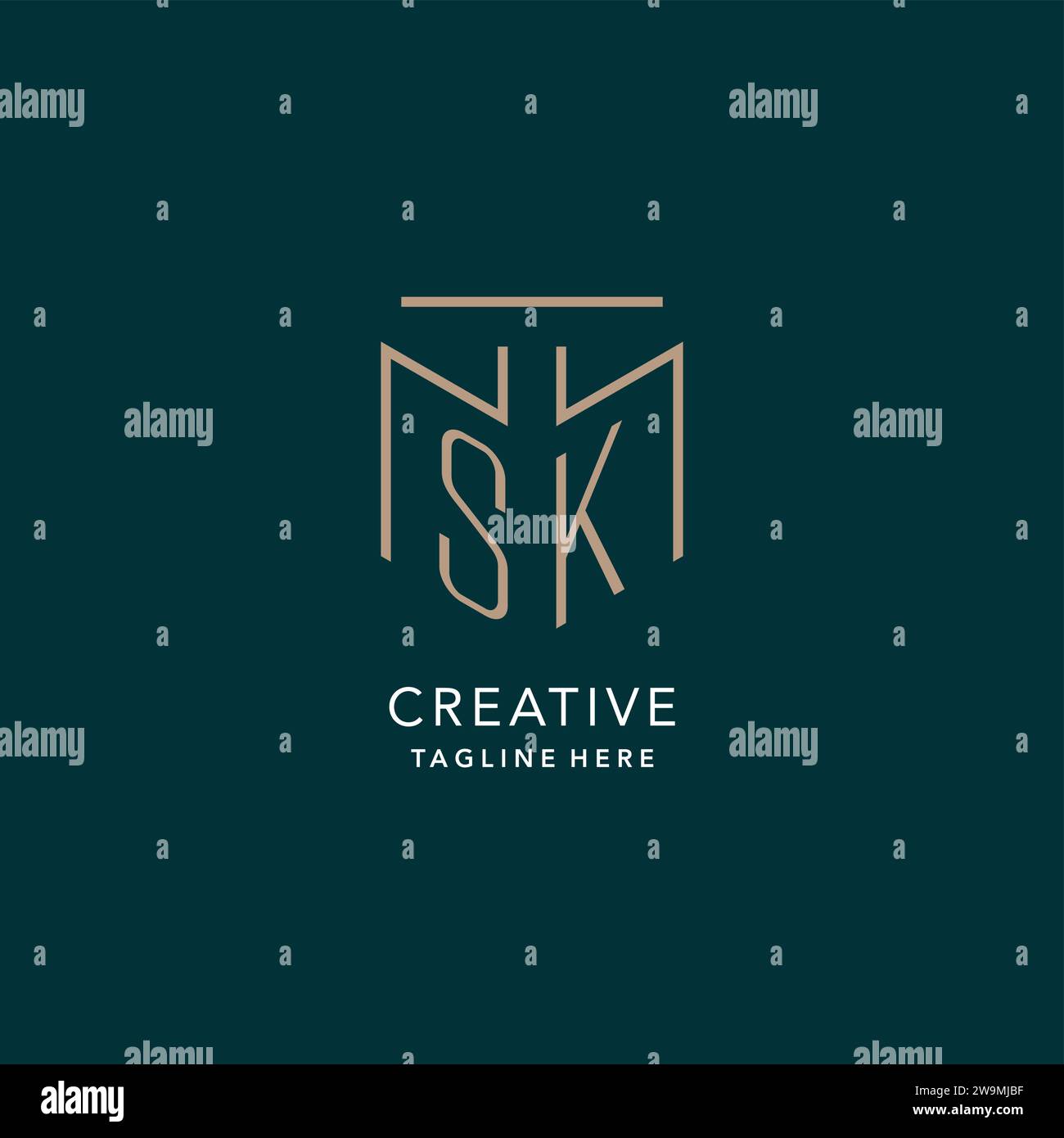 Luxury modern SK logo monogram with geometric monoline style vector ...