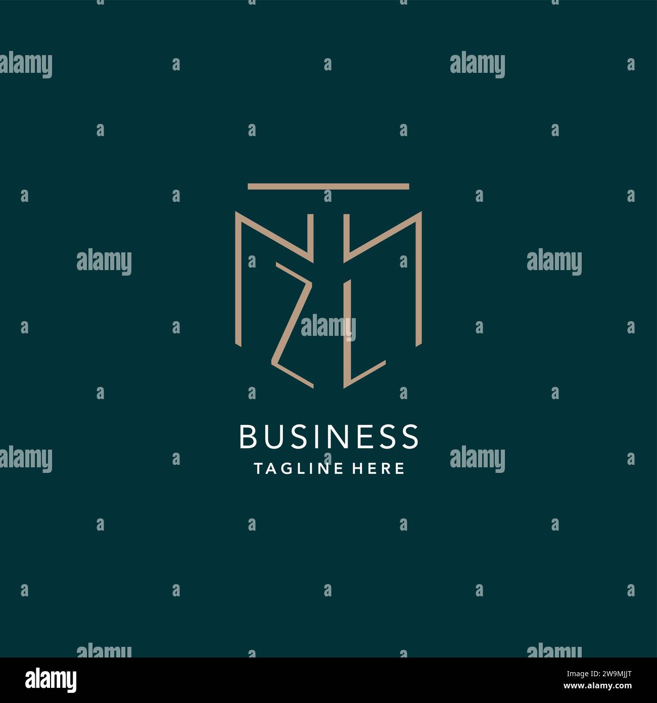 Luxury modern ZL logo monogram with geometric monoline style vector ...