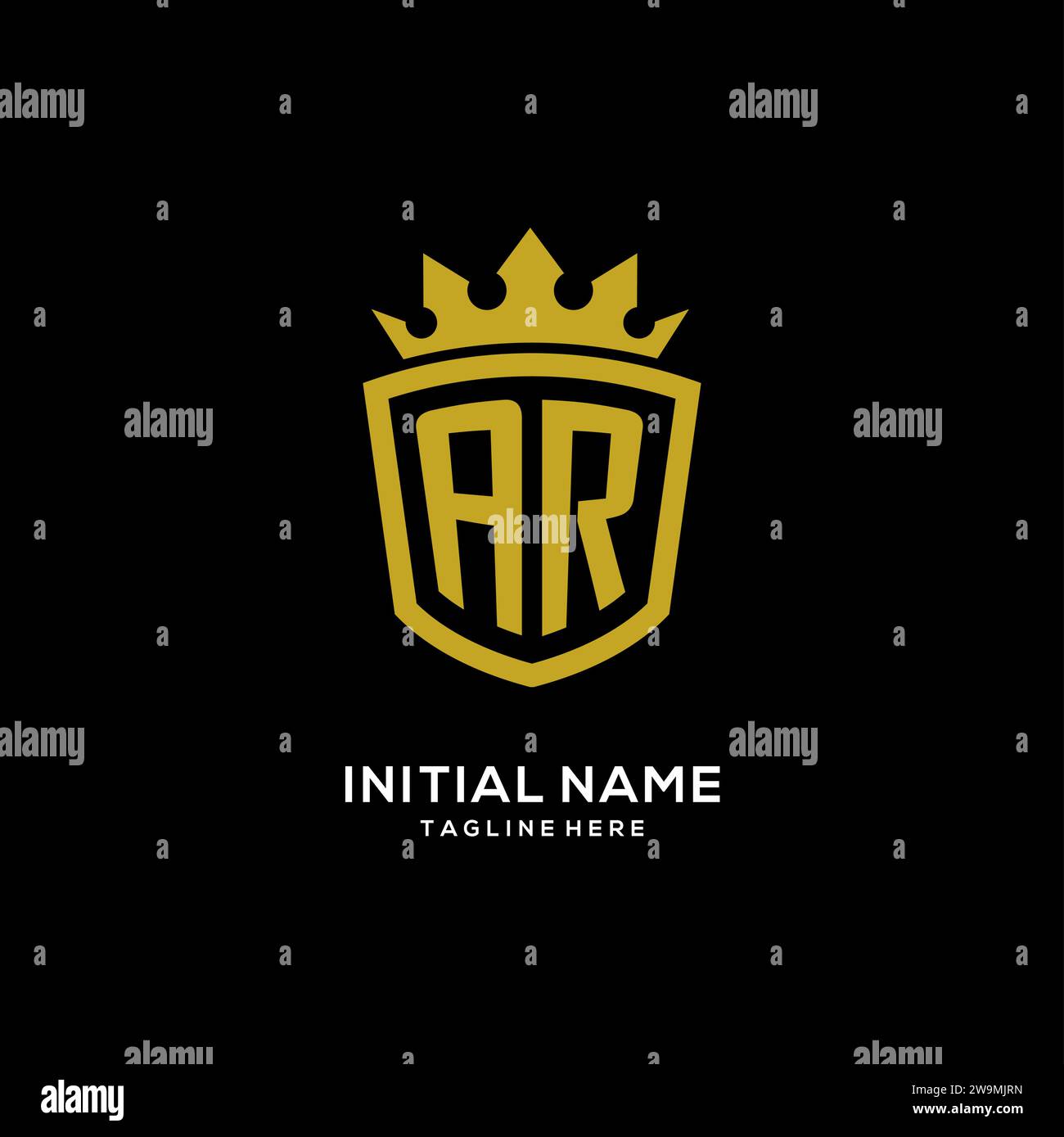 Initial AR logo shield crown style, luxury elegant monogram logo design vector graphic Stock Vector