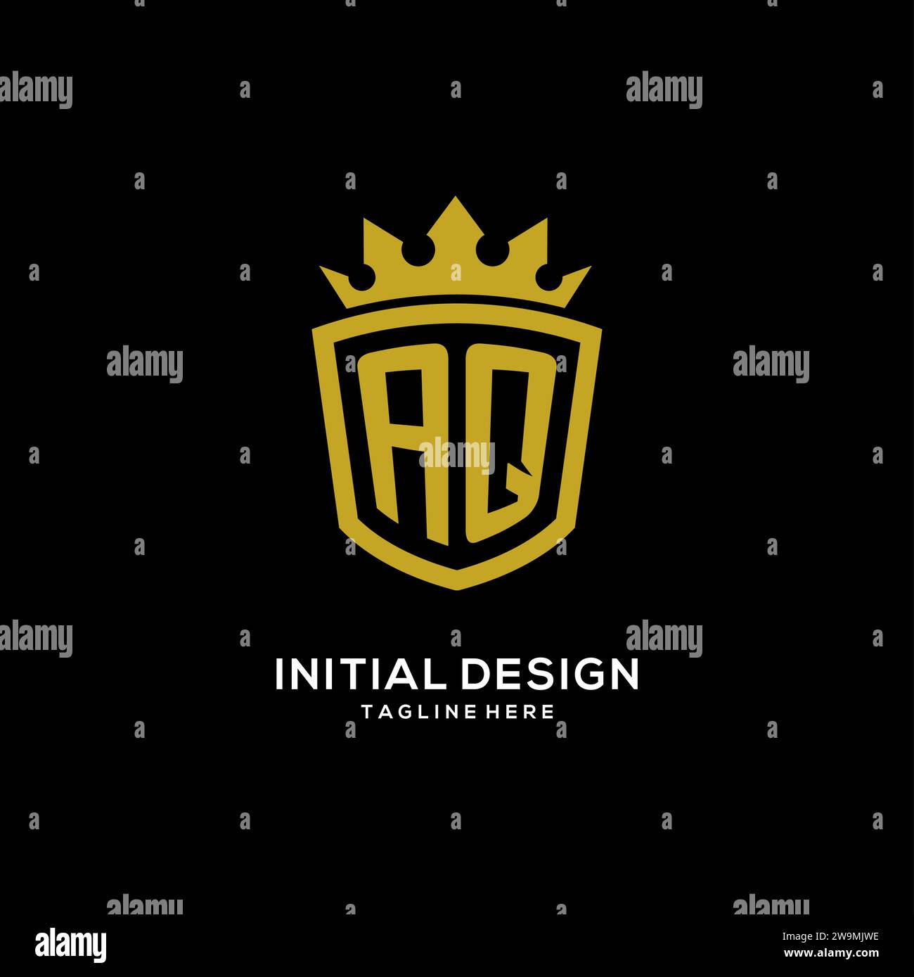 Initial AQ logo shield crown style, luxury elegant monogram logo design vector graphic Stock Vector