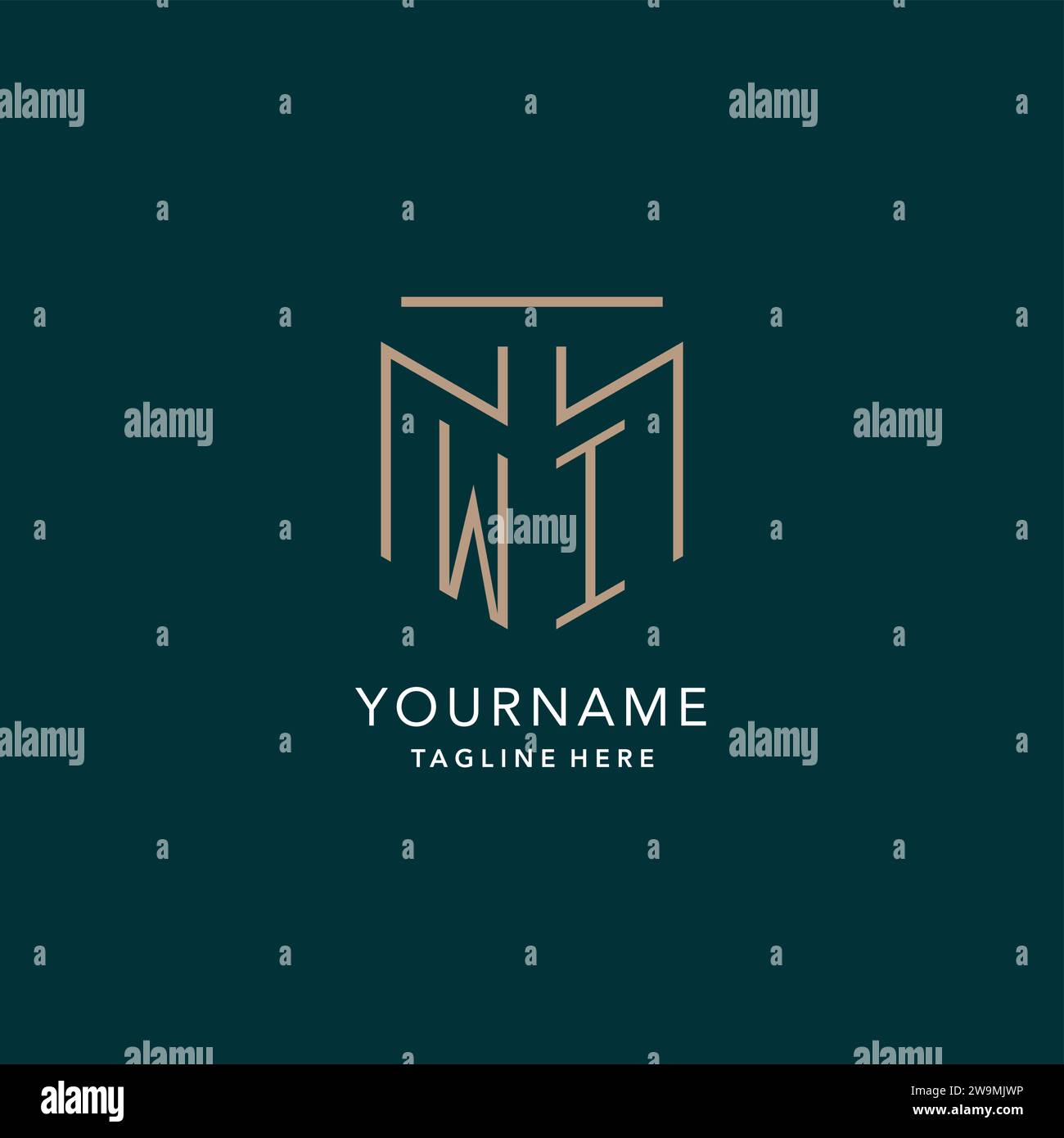 Luxury modern WI logo monogram with geometric monoline style vector ...