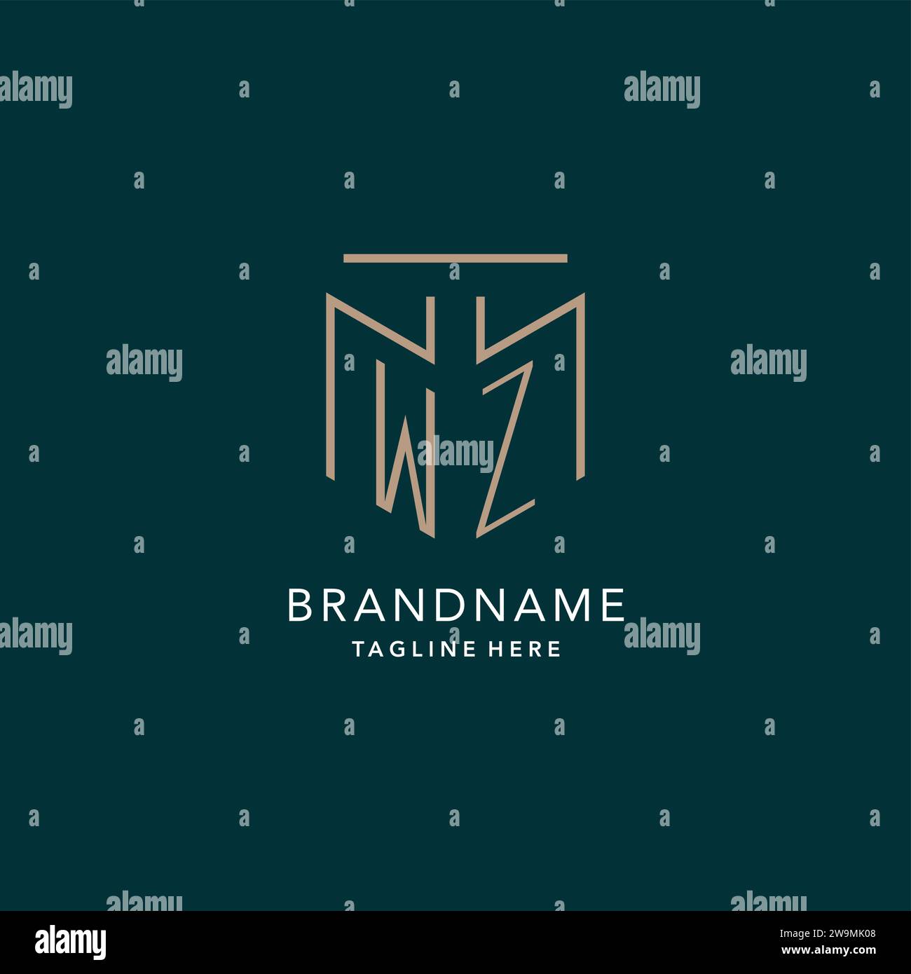 Luxury modern WZ logo monogram with geometric monoline style vector ...