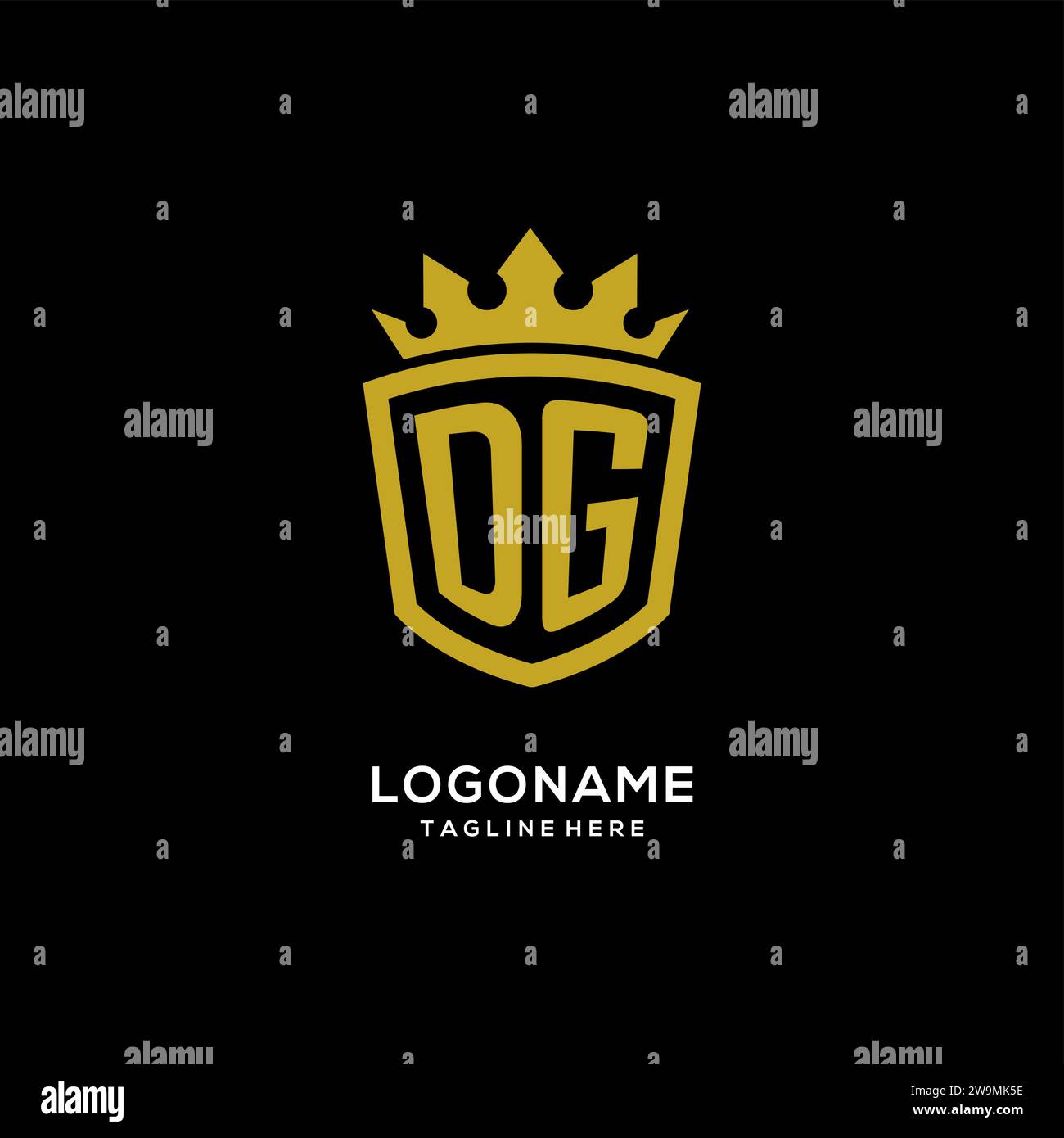 Initial DG logo shield crown style, luxury elegant monogram logo design vector graphic Stock Vector