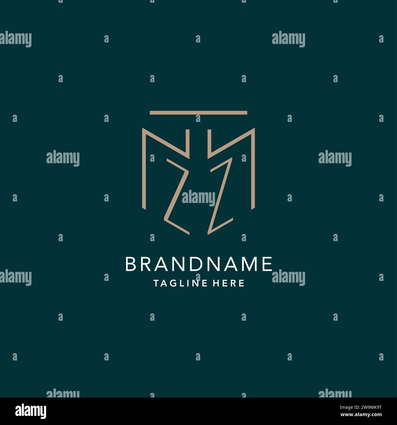Luxury modern ZZ logo monogram with geometric monoline style vector ...
