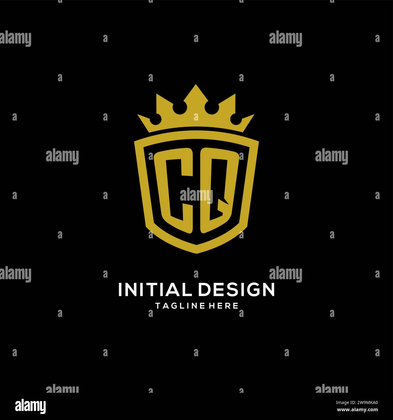 Initial CQ logo shield crown style, luxury elegant monogram logo design vector graphic Stock Vector