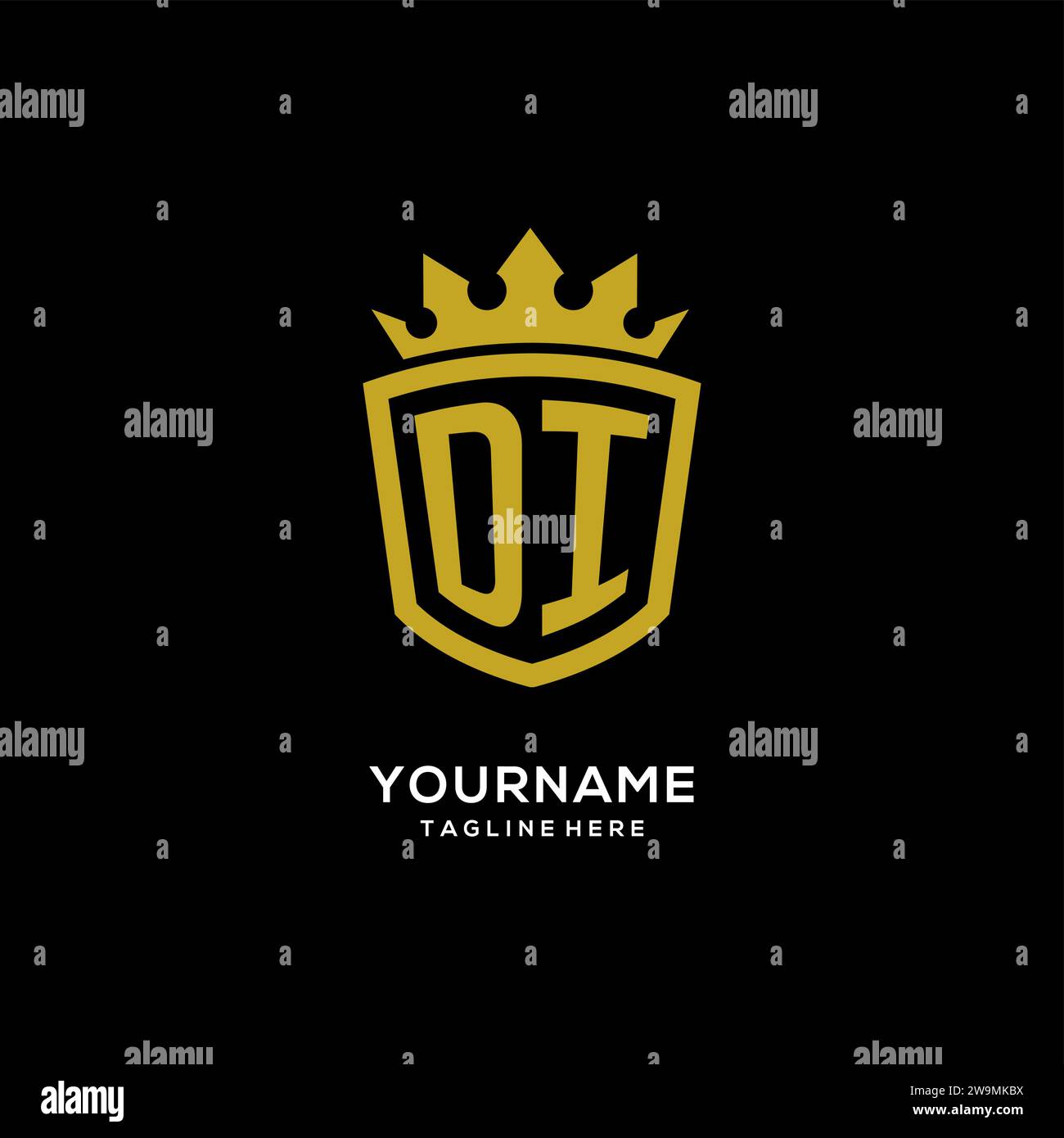 Initial DI logo shield crown style, luxury elegant monogram logo design vector graphic Stock Vector