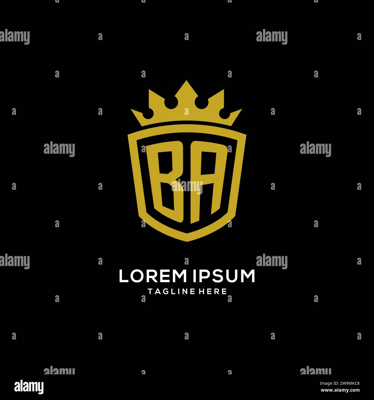 Initial BA logo shield crown style, luxury elegant monogram logo design vector graphic Stock Vector