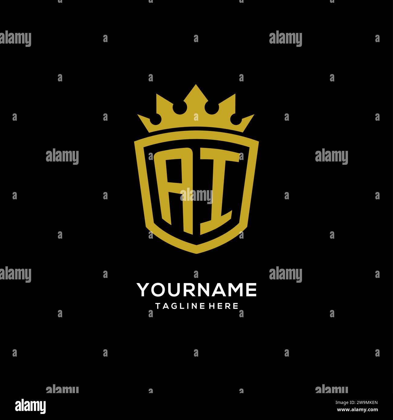 Initial AI logo shield crown style, luxury elegant monogram logo design vector graphic Stock Vector