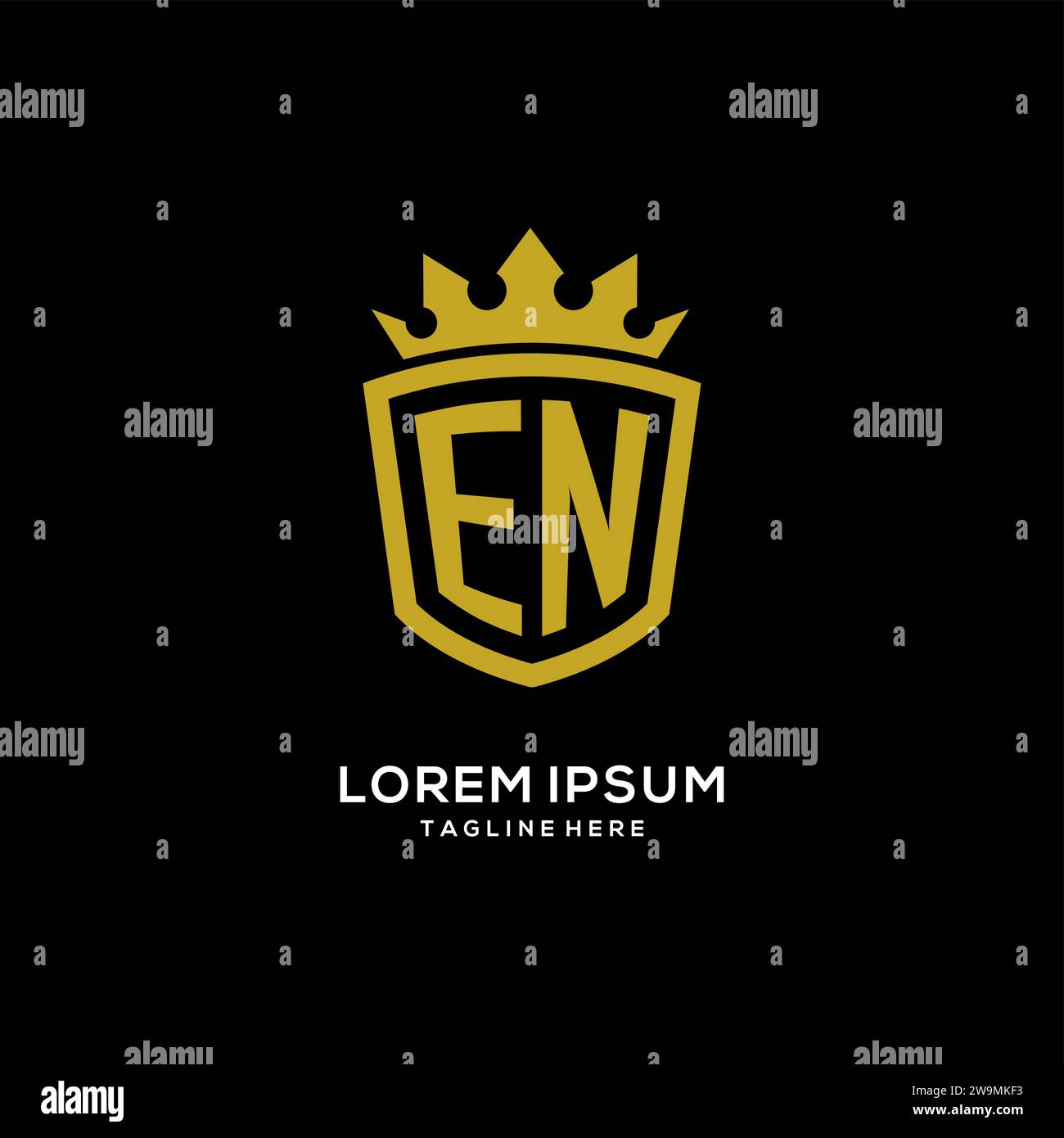 Initial EN logo shield crown style, luxury elegant monogram logo design vector graphic Stock Vector