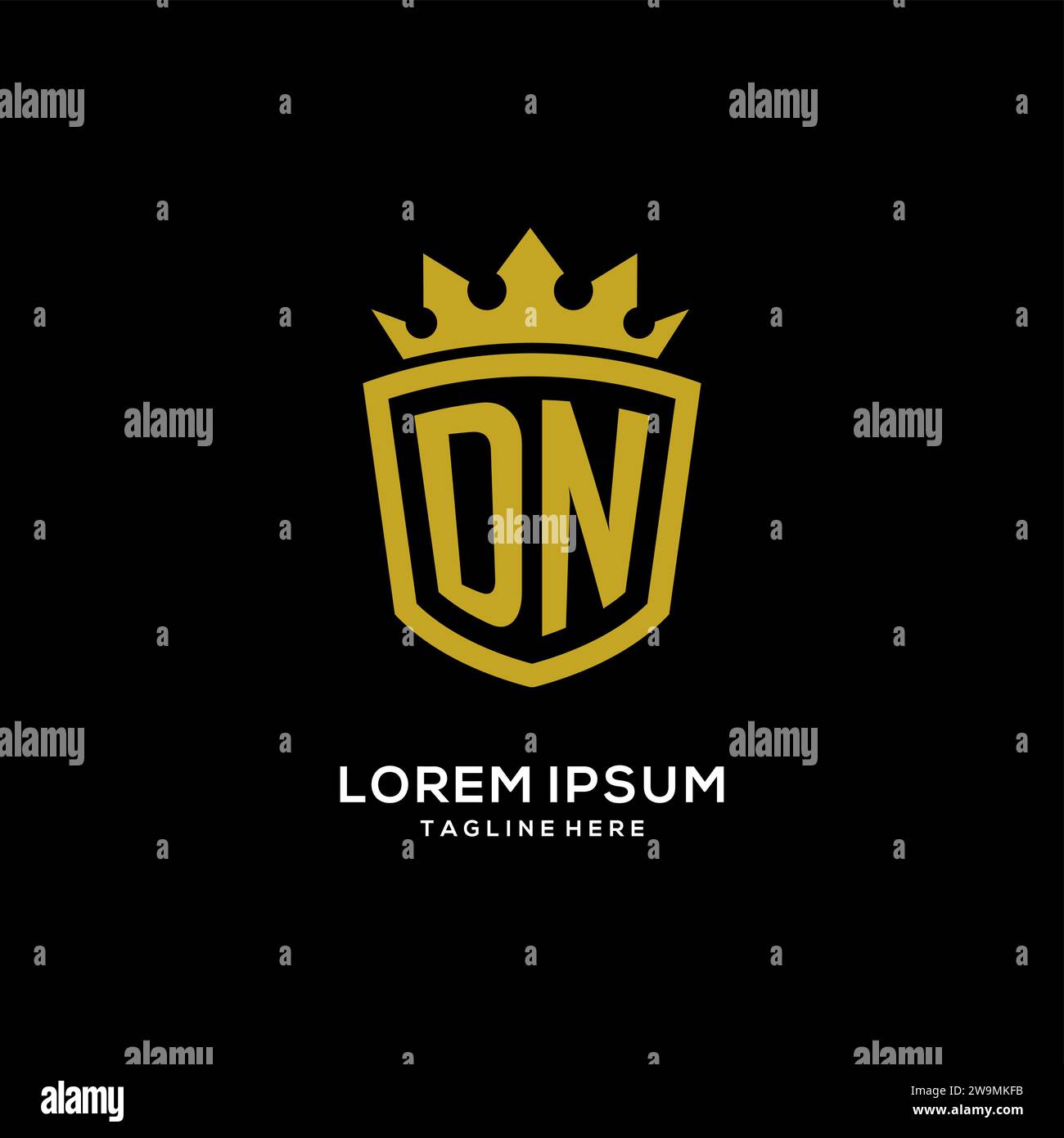 Initial DN logo shield crown style, luxury elegant monogram logo design vector graphic Stock Vector