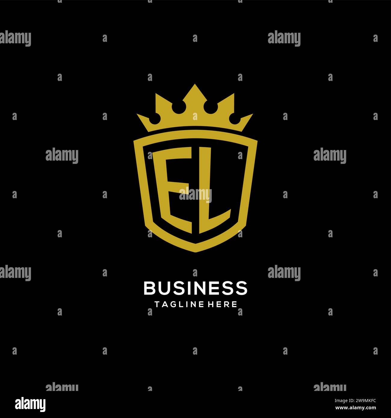 Initial EL logo shield crown style, luxury elegant monogram logo design vector graphic Stock Vector