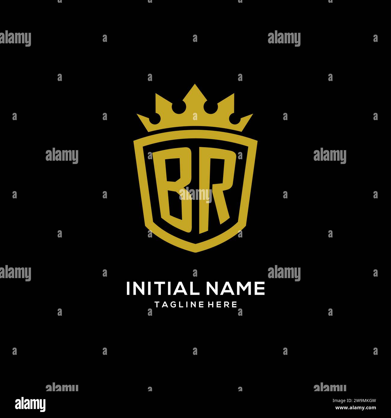 Initial BR logo shield crown style, luxury elegant monogram logo design vector graphic Stock Vector