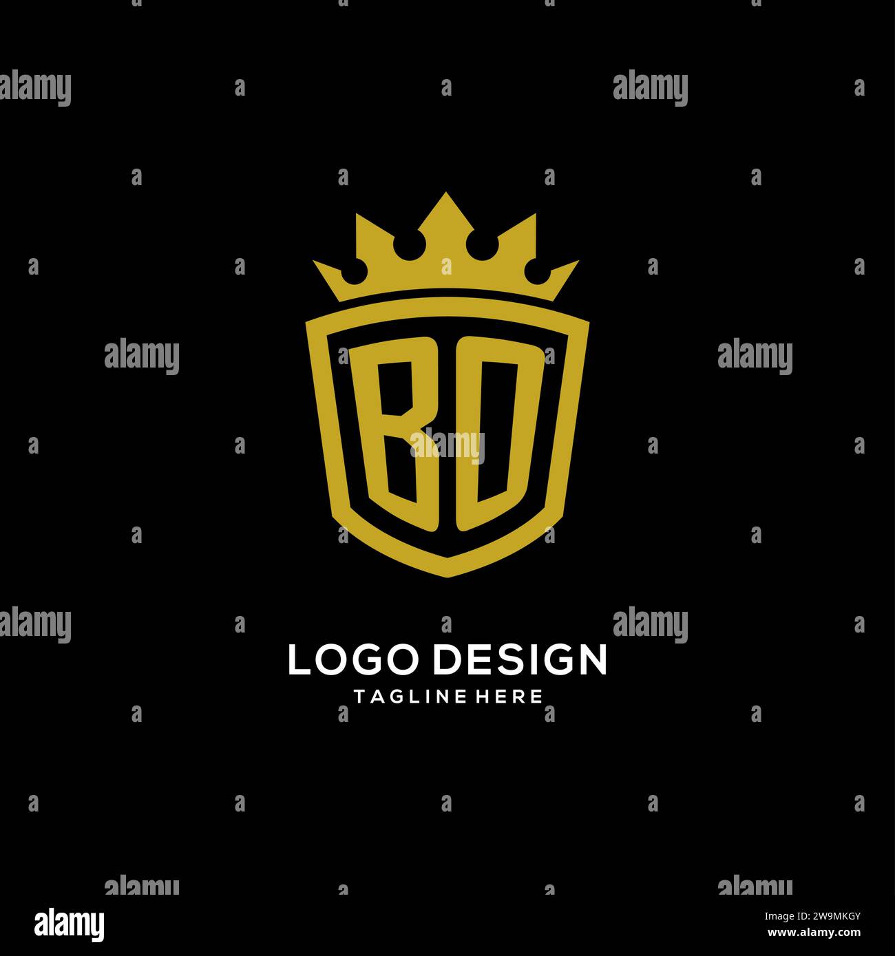 Initial BO logo shield crown style, luxury elegant monogram logo design vector graphic Stock Vector