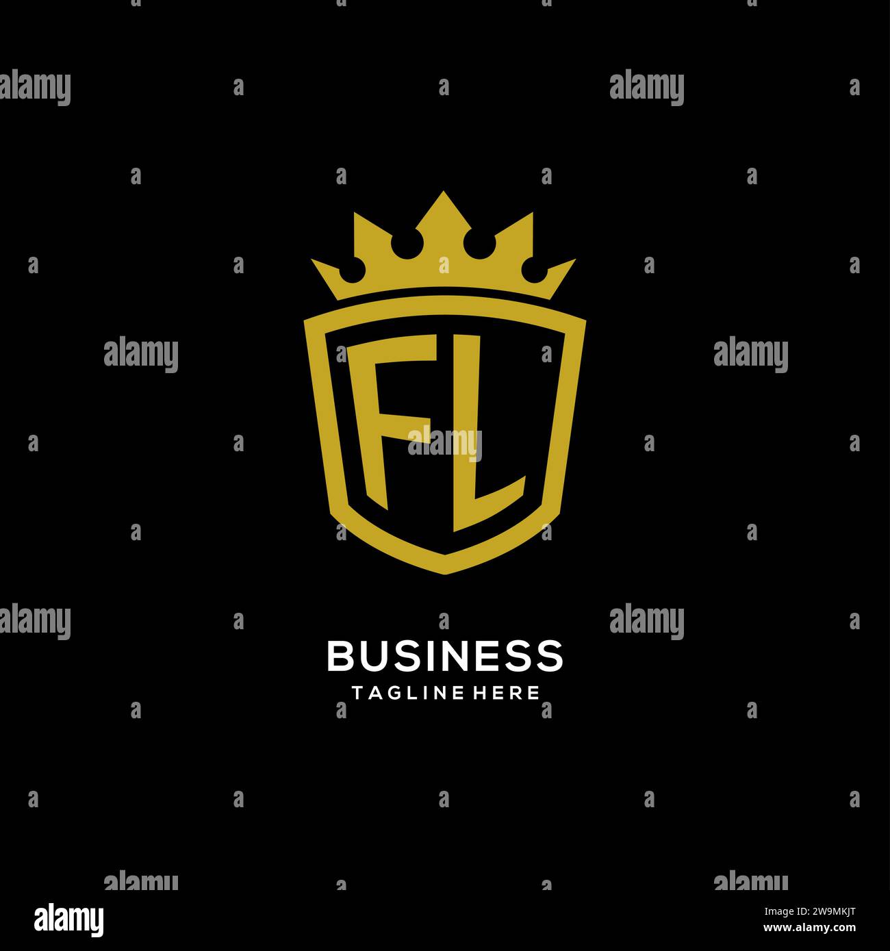 Initial FL logo shield crown style, luxury elegant monogram logo design vector graphic Stock Vector