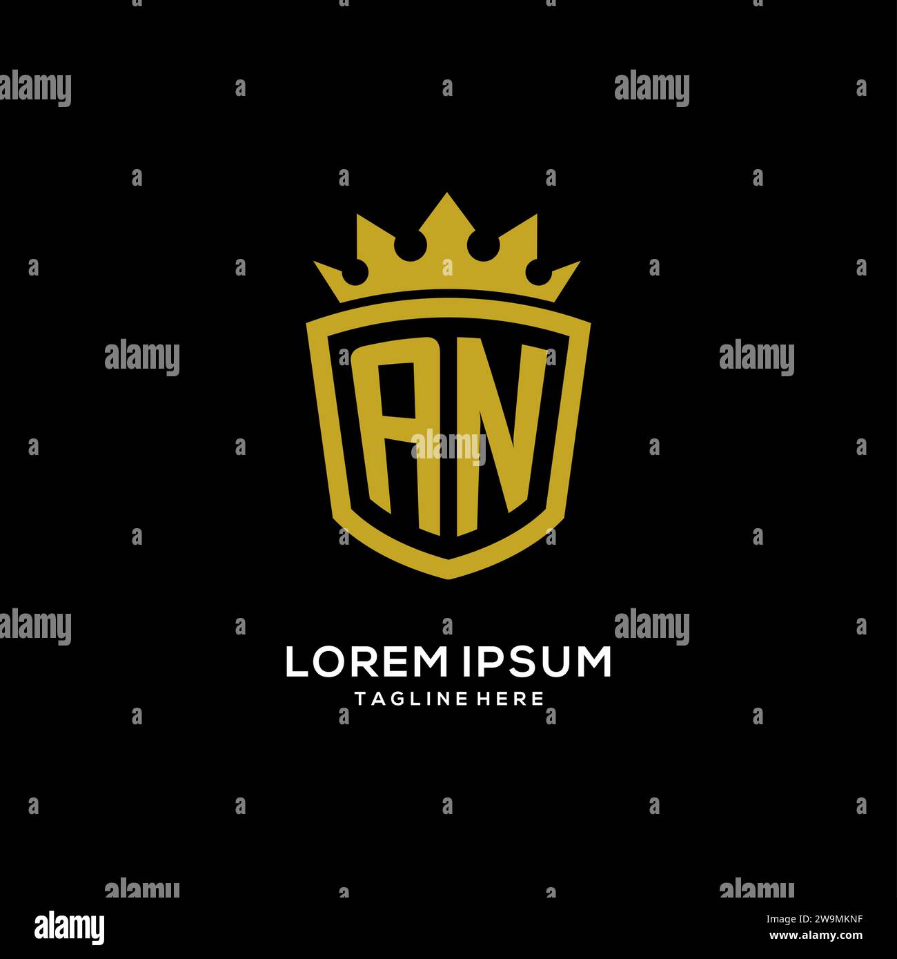 Initial AN logo shield crown style, luxury elegant monogram logo design ...