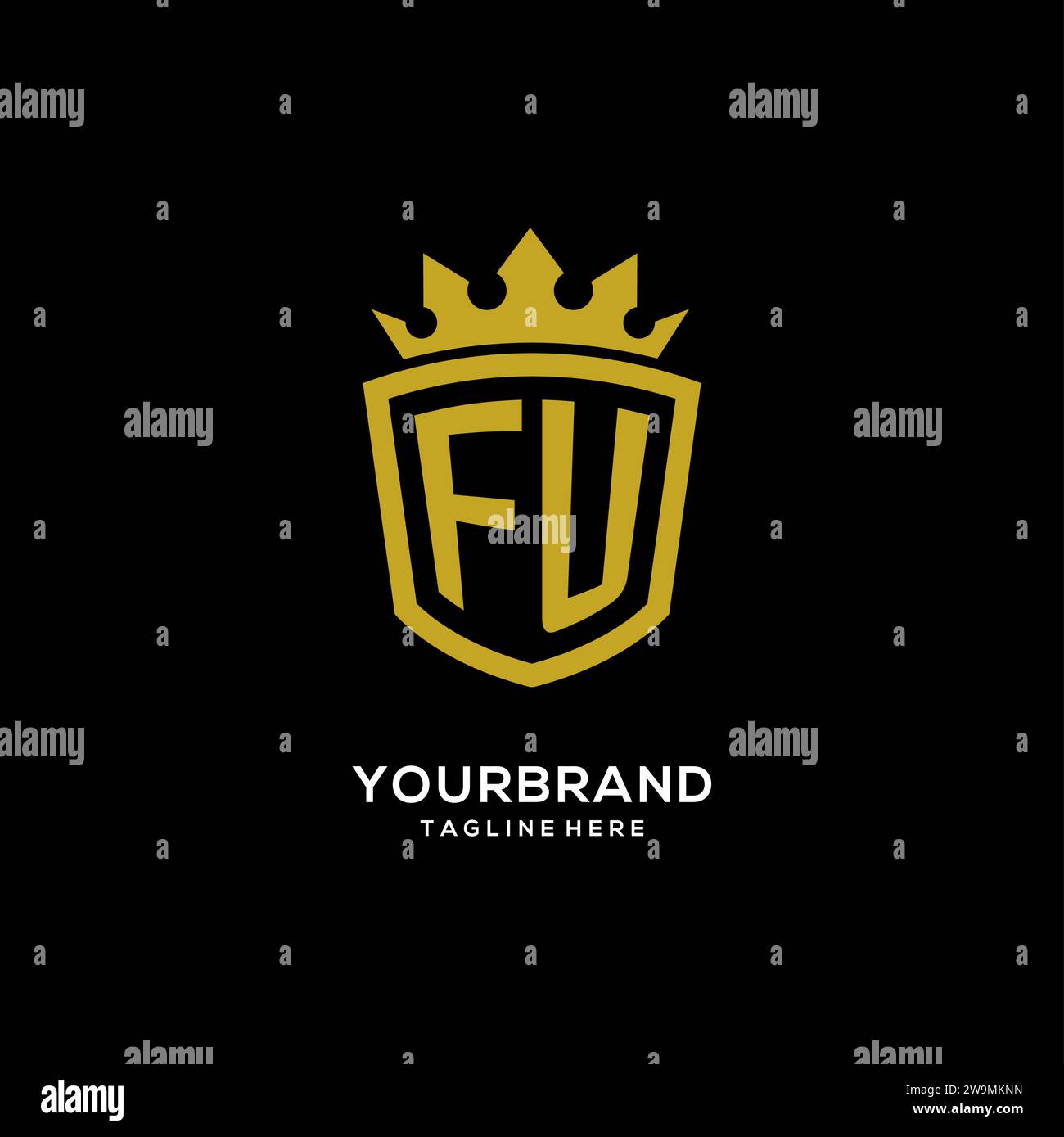 Initial FU logo shield crown style, luxury elegant monogram logo design vector graphic Stock Vector