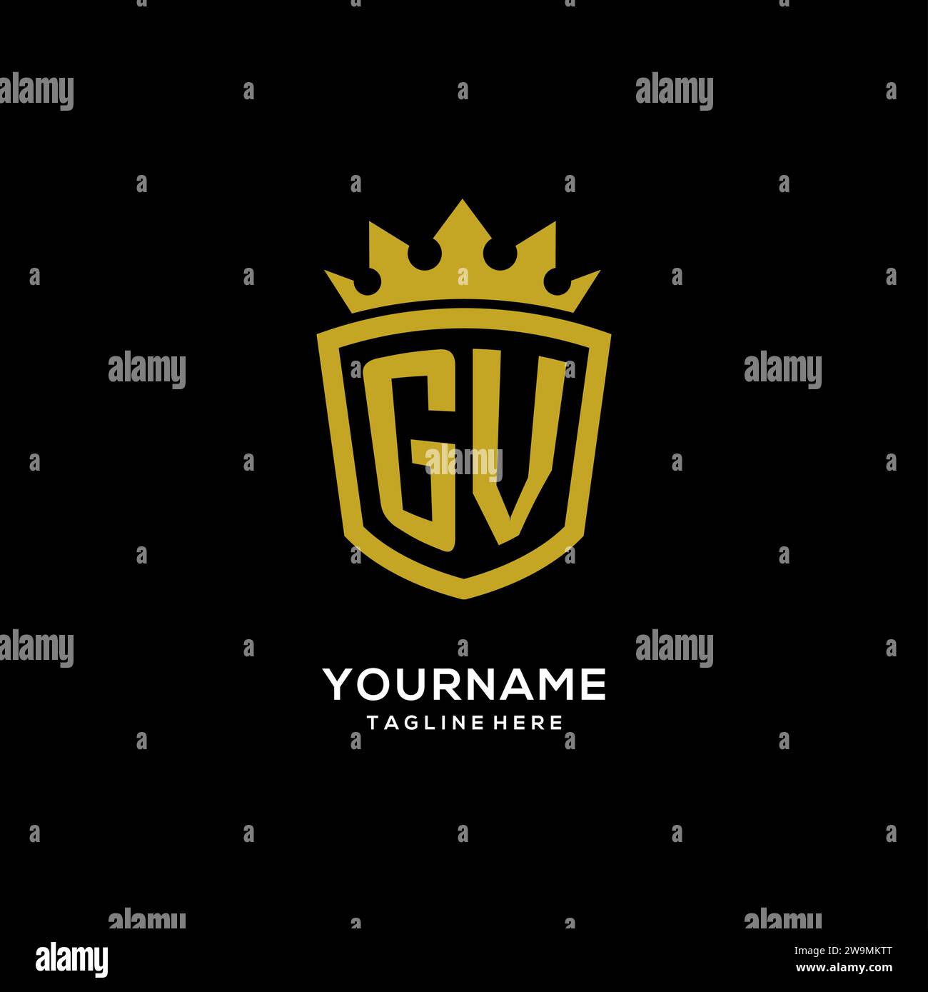 Initial GV logo shield crown style, luxury elegant monogram logo design vector graphic Stock Vector