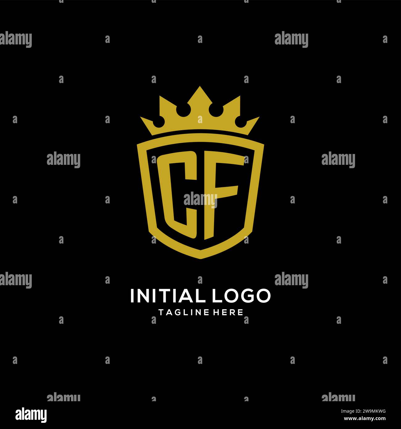 Initial CF logo shield crown style, luxury elegant monogram logo design vector graphic Stock Vector