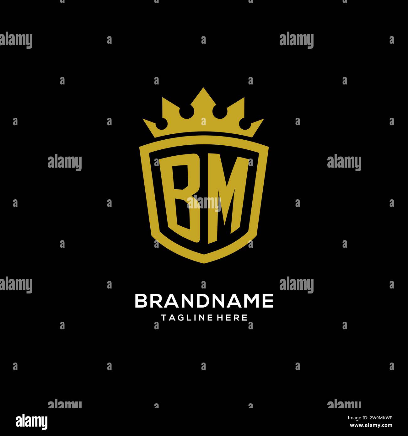 Initial BM logo shield crown style, luxury elegant monogram logo design vector graphic Stock Vector