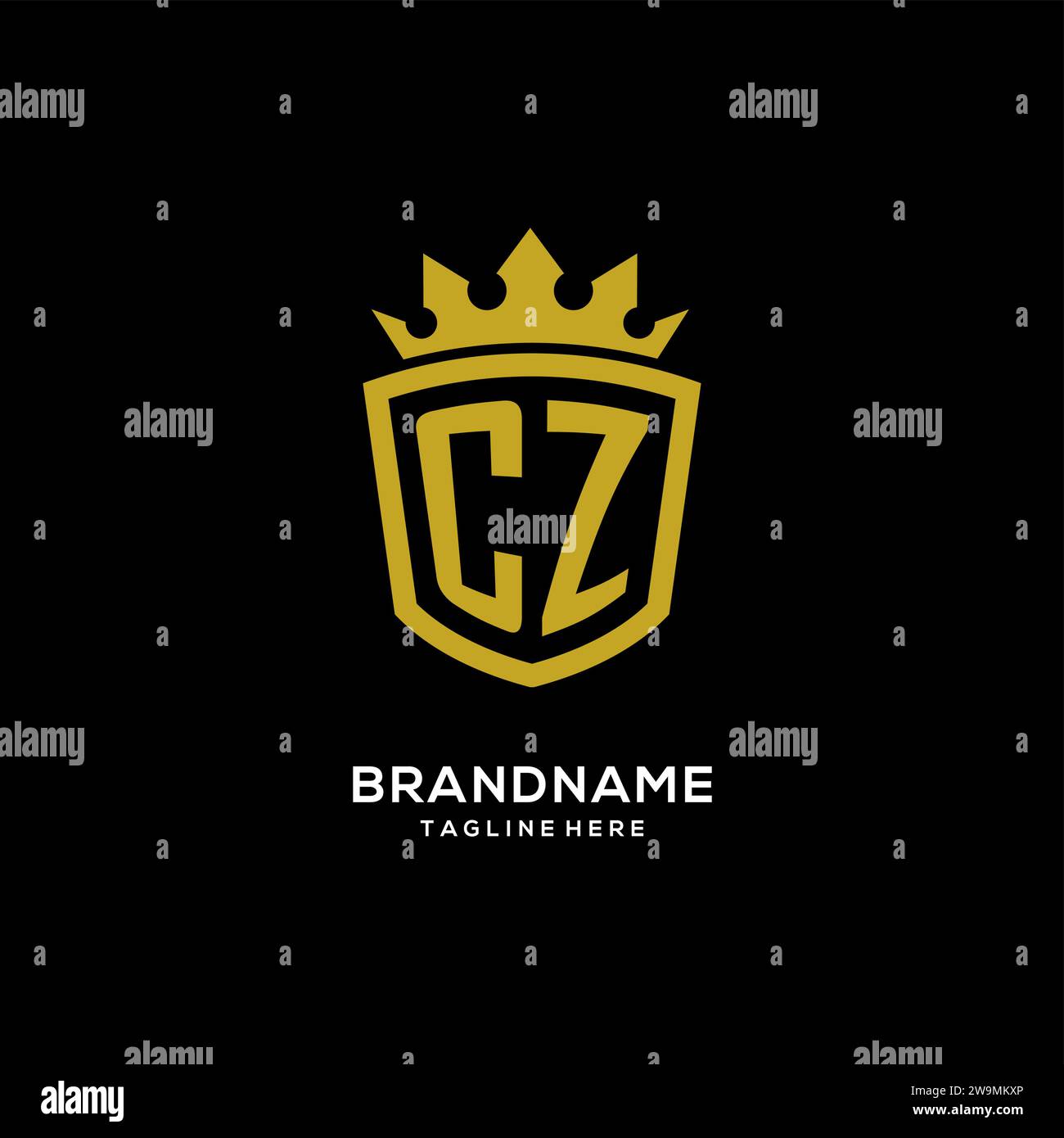 Initial CZ logo shield crown style, luxury elegant monogram logo design vector graphic Stock Vector