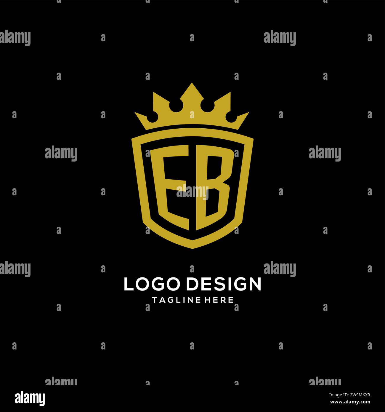 Initial EB logo shield crown style, luxury elegant monogram logo design vector graphic Stock Vector