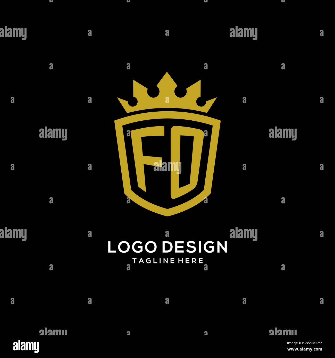 Initial FO logo shield crown style, luxury elegant monogram logo design vector graphic Stock Vector