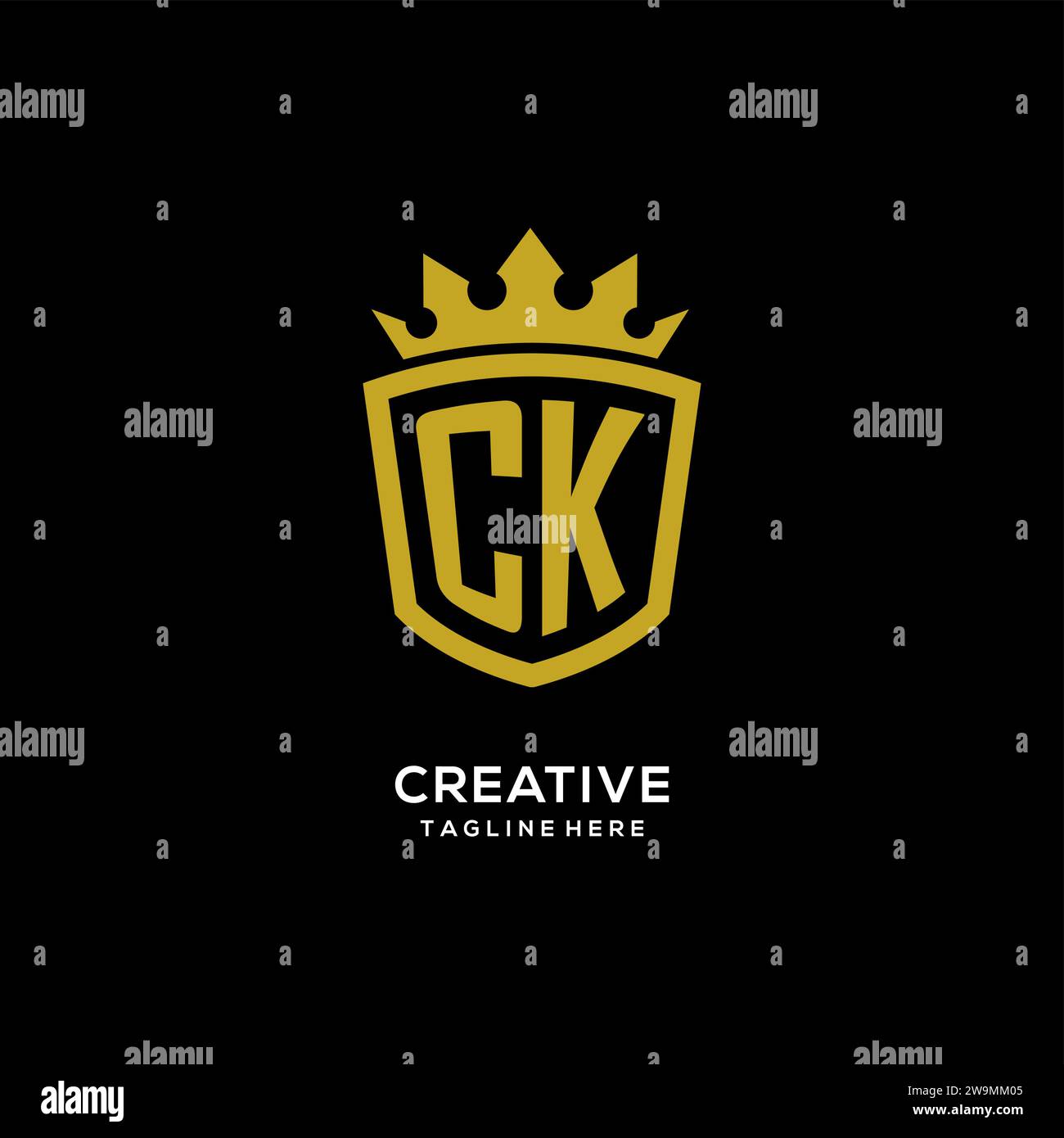 Initial CK logo shield crown style, luxury elegant monogram logo design vector graphic Stock Vector
