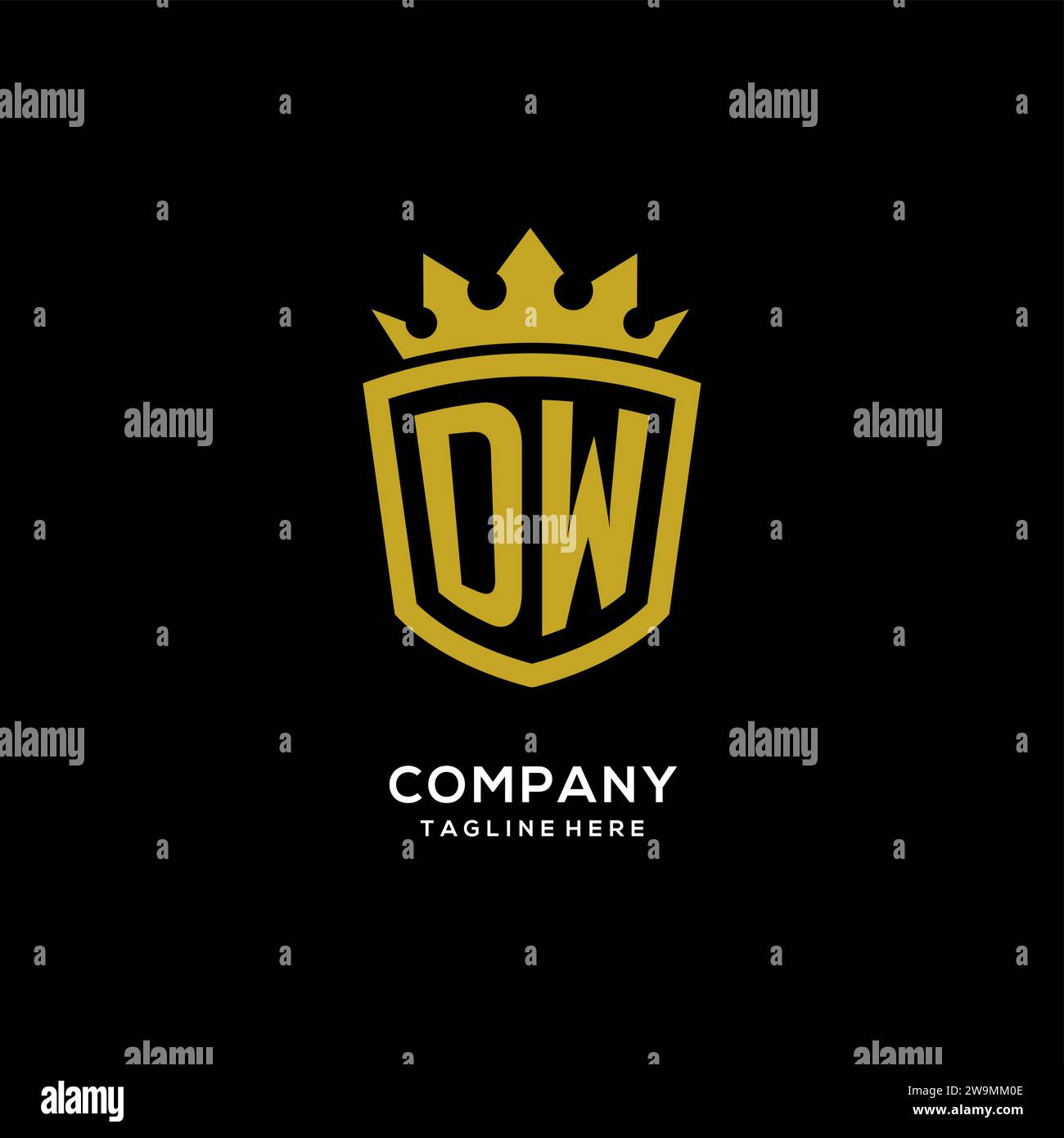 Initial DW logo shield crown style, luxury elegant monogram logo design vector graphic Stock Vector