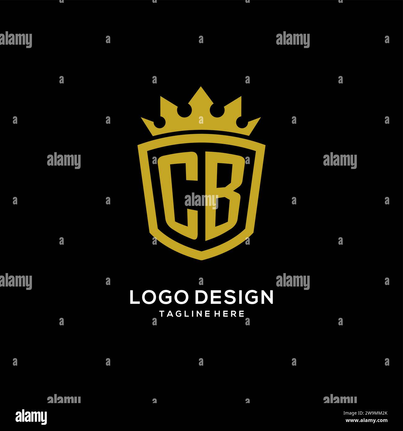 Initial CB logo shield crown style, luxury elegant monogram logo design vector graphic Stock Vector