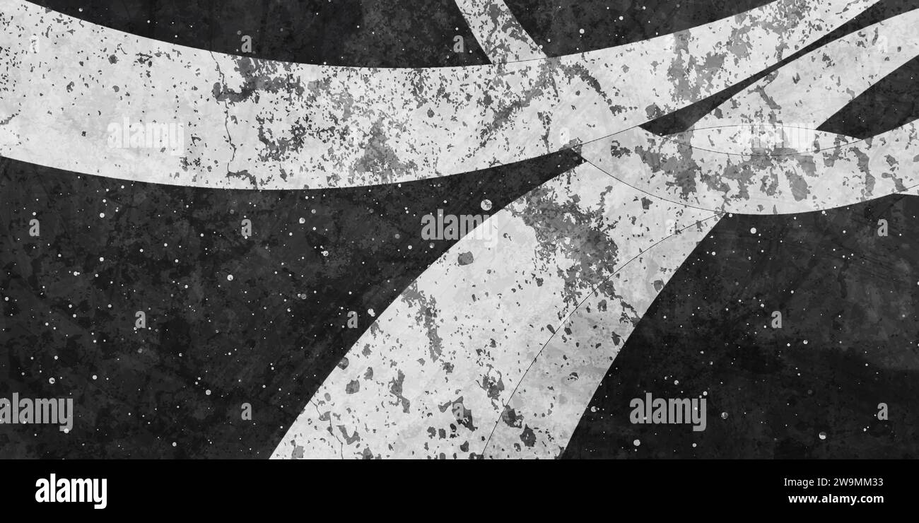 White waves and small particles on black grunge background. Vector design Stock Vector