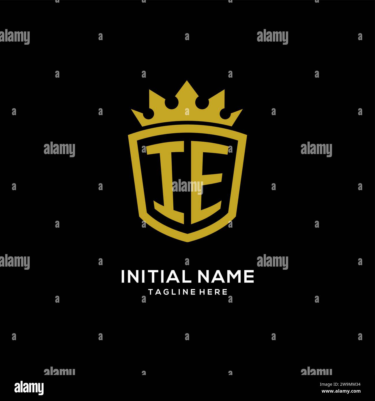 Initial IE logo shield crown style, luxury elegant monogram logo design vector graphic Stock Vector