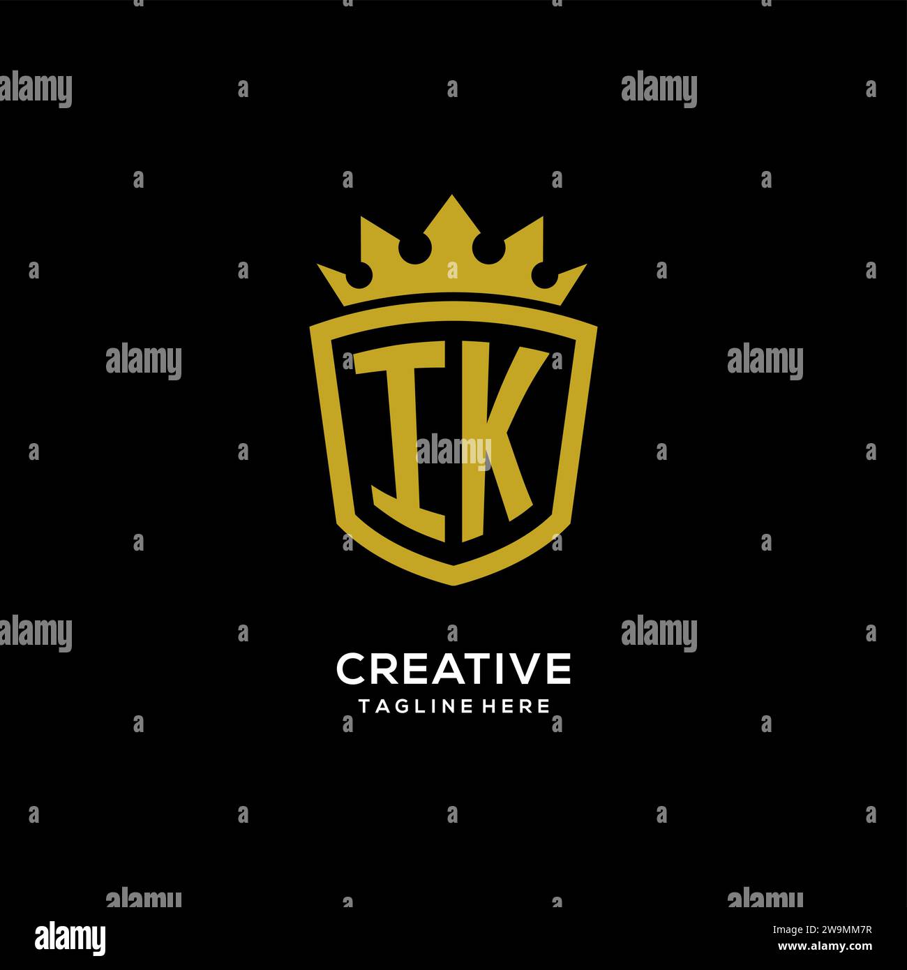 Initial IK logo shield crown style, luxury elegant monogram logo design vector graphic Stock Vector
