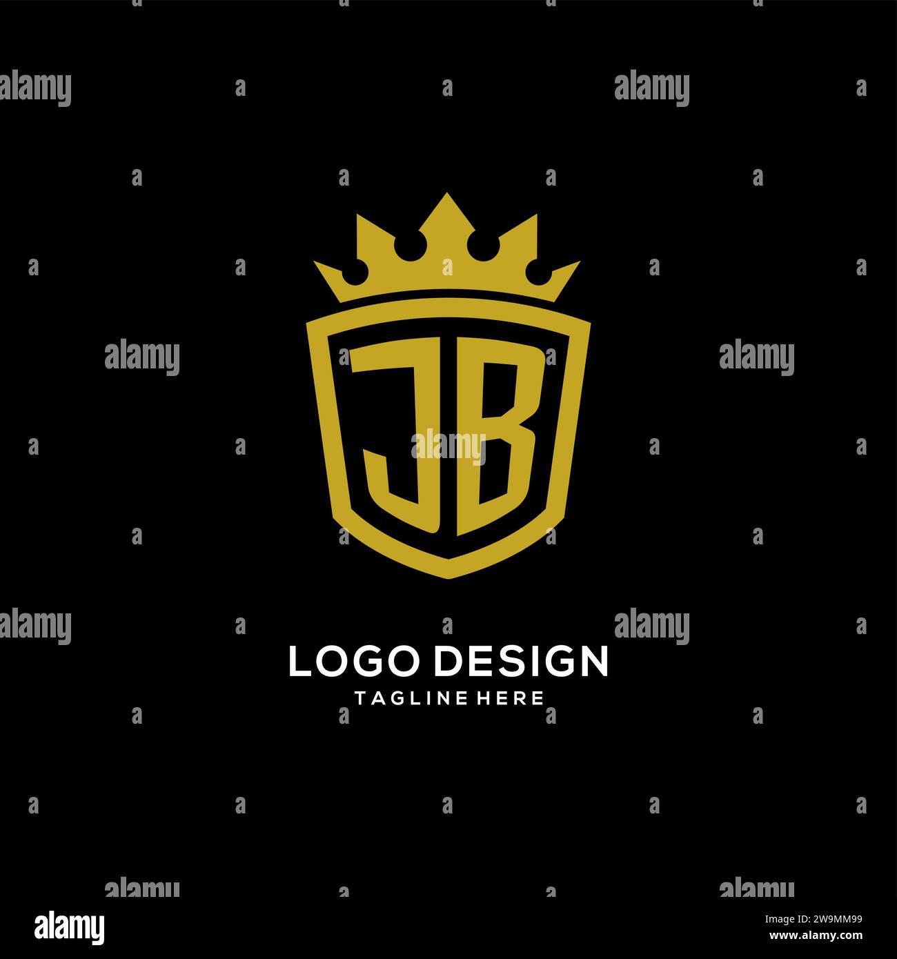 Initial JB logo shield crown style, luxury elegant monogram logo design vector graphic Stock Vector