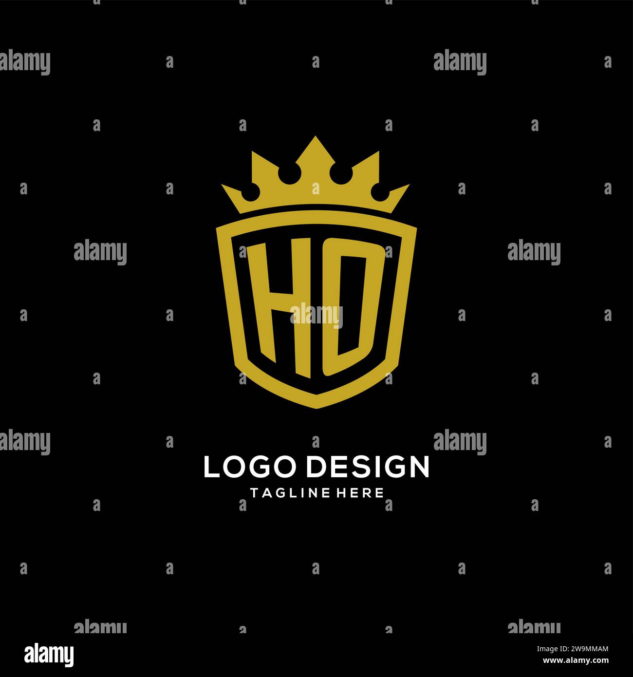 Initial HO logo shield crown style, luxury elegant monogram logo design vector graphic Stock Vector