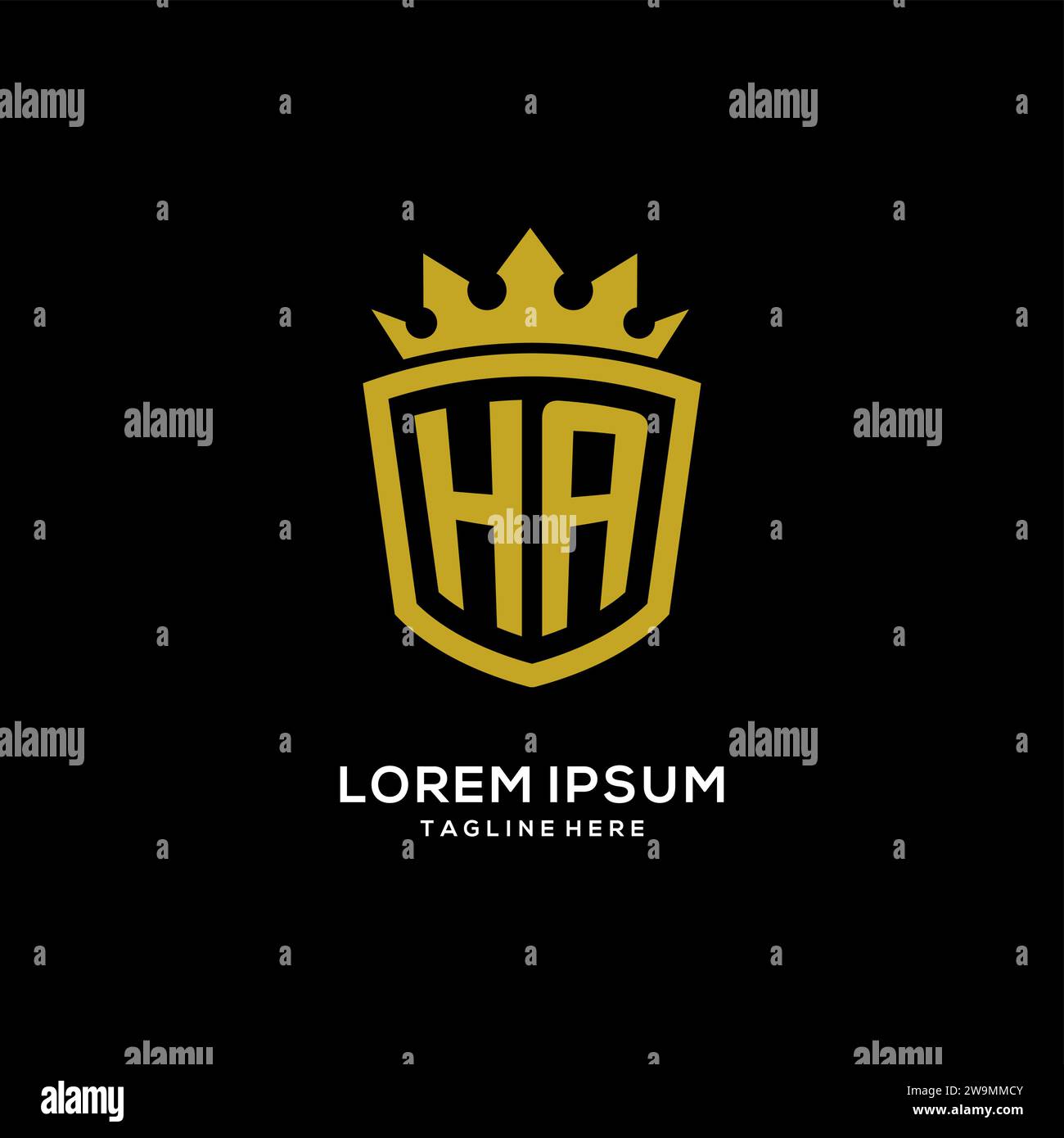 Initial HA logo shield crown style, luxury elegant monogram logo design vector graphic Stock Vector