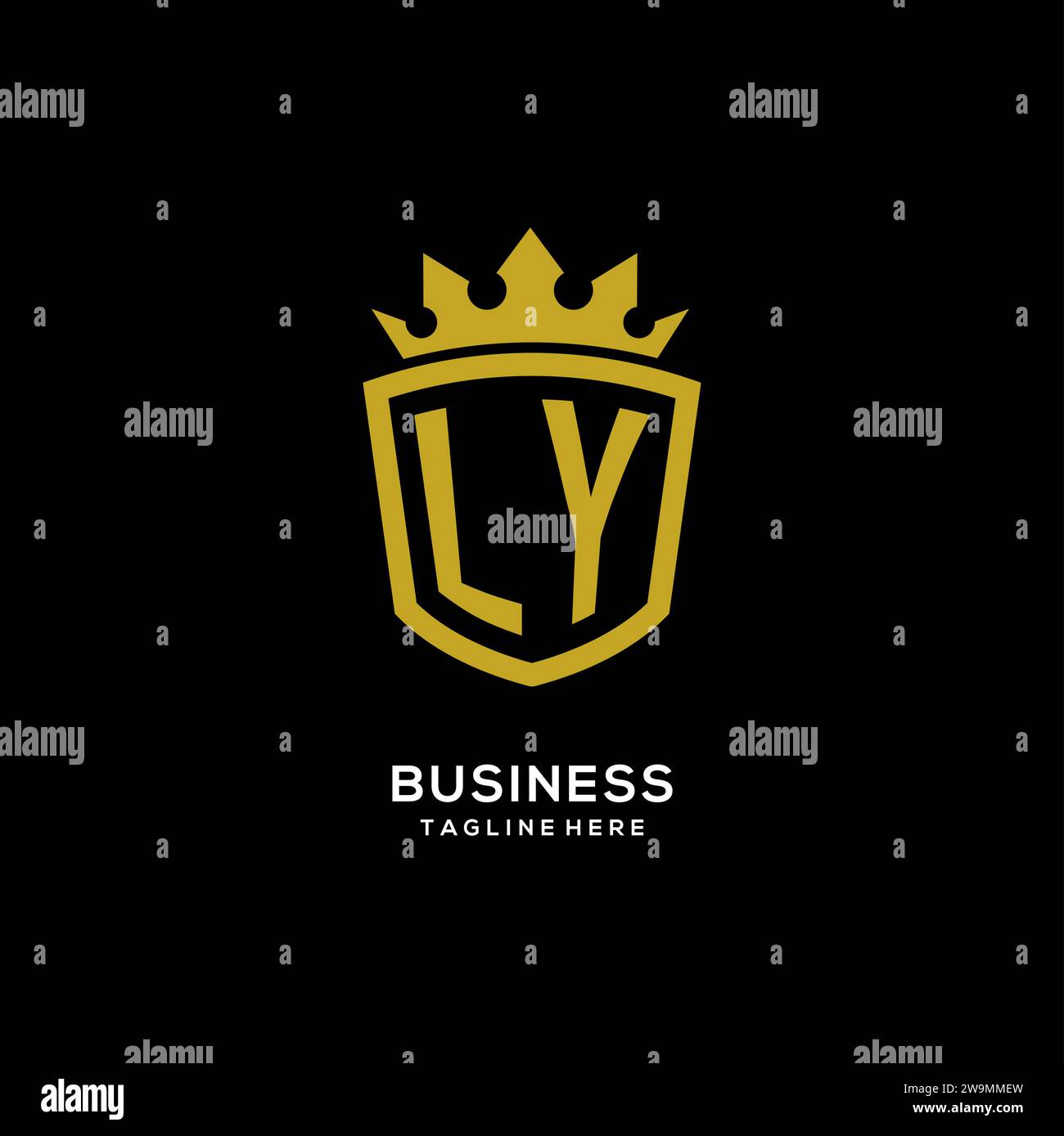 Initial LY logo shield crown style, luxury elegant monogram logo design vector graphic Stock Vector