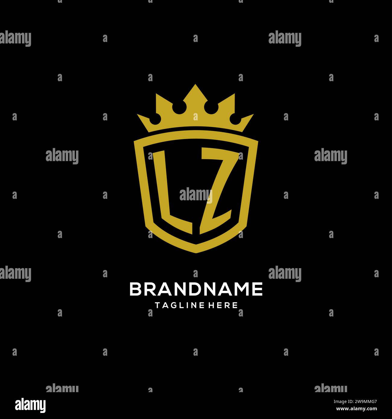 Initial LZ logo shield crown style, luxury elegant monogram logo design vector graphic Stock Vector