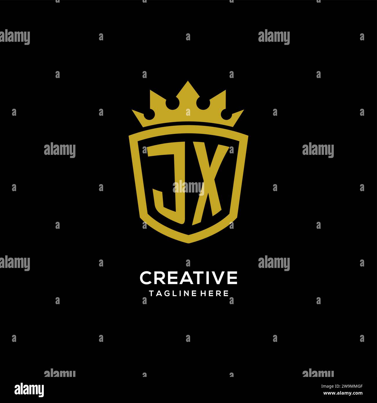 Initial JX logo shield crown style, luxury elegant monogram logo design vector graphic Stock Vector