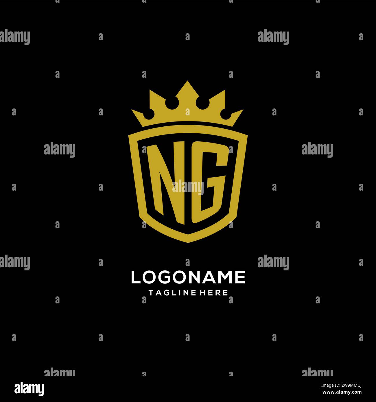 Initial NG logo shield crown style, luxury elegant monogram logo design vector graphic Stock Vector