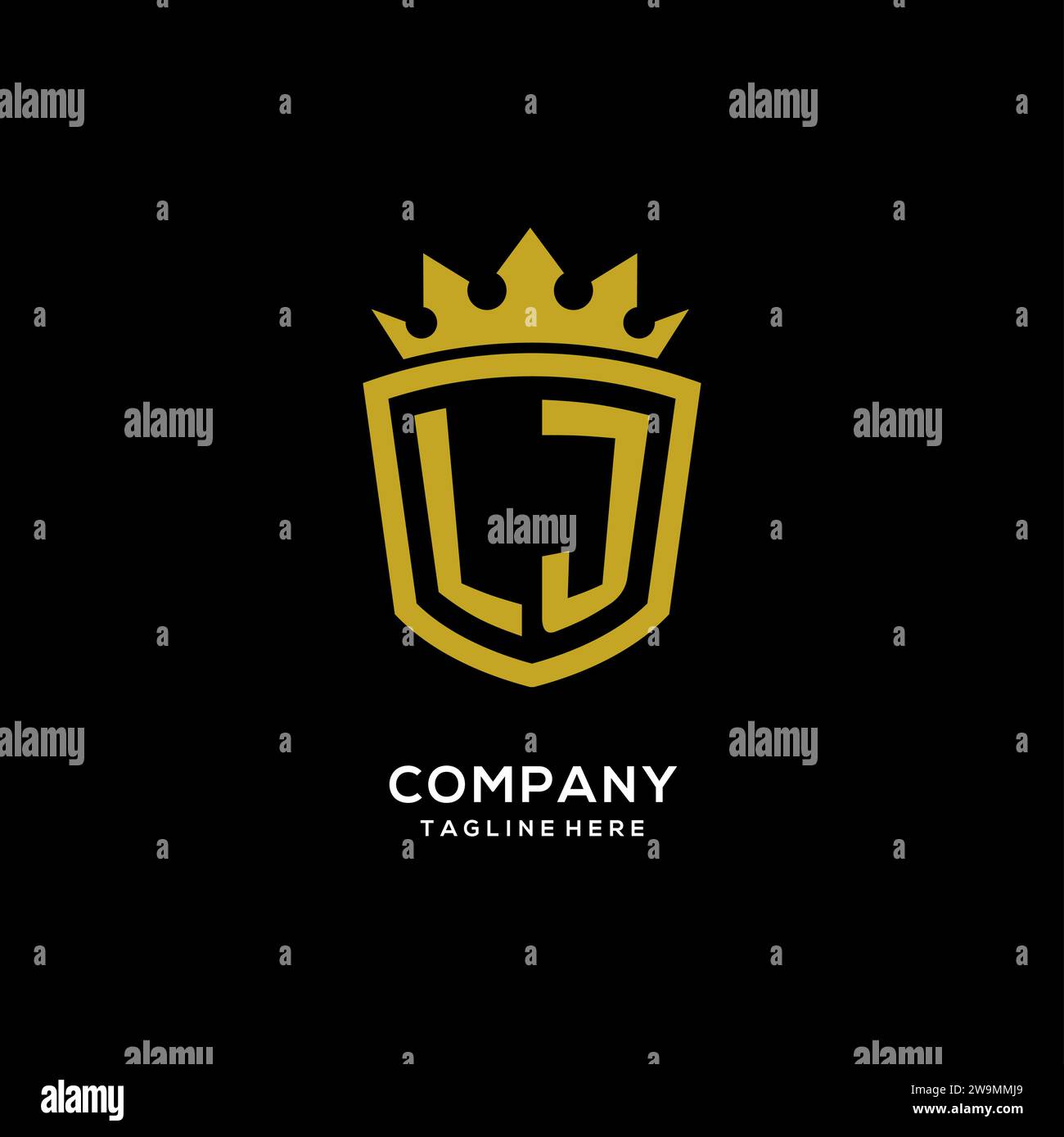 Initial LJ logo shield crown style, luxury elegant monogram logo design vector graphic Stock Vector