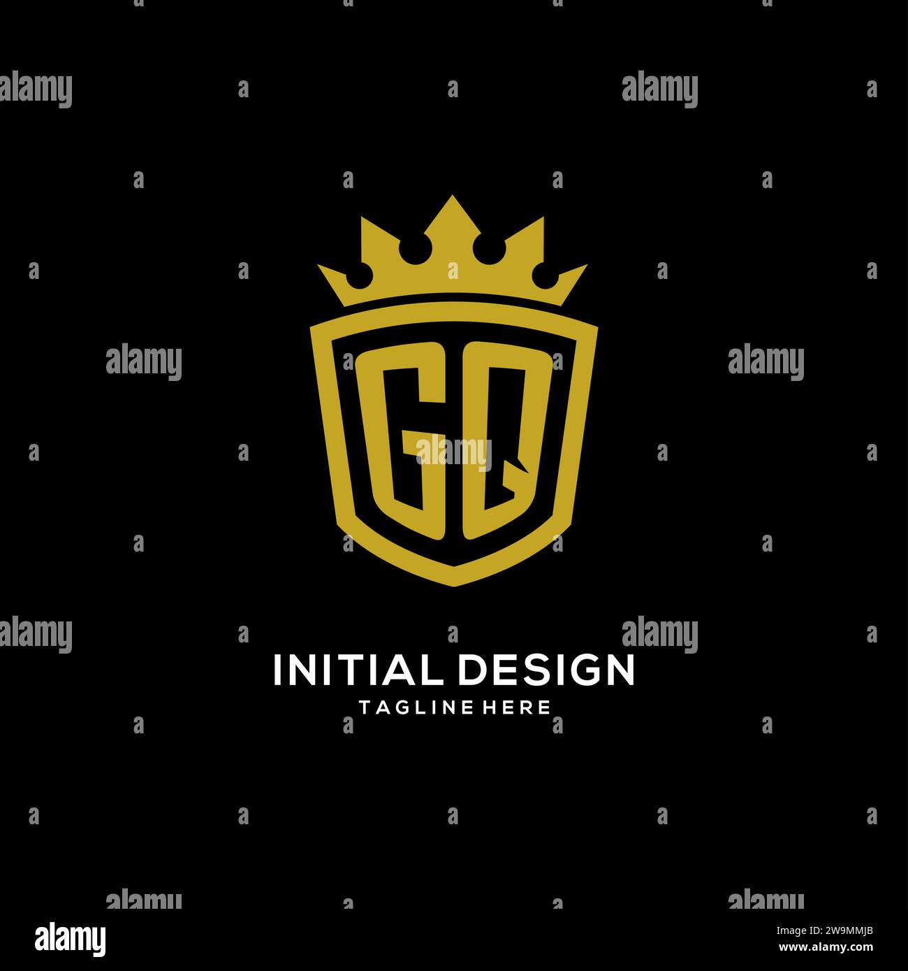 Initial GQ logo shield crown style, luxury elegant monogram logo design vector graphic Stock Vector
