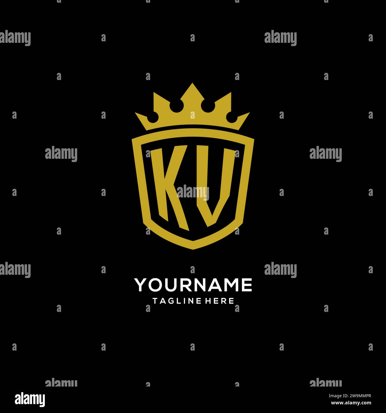 Initial KV logo shield crown style, luxury elegant monogram logo design vector graphic Stock Vector