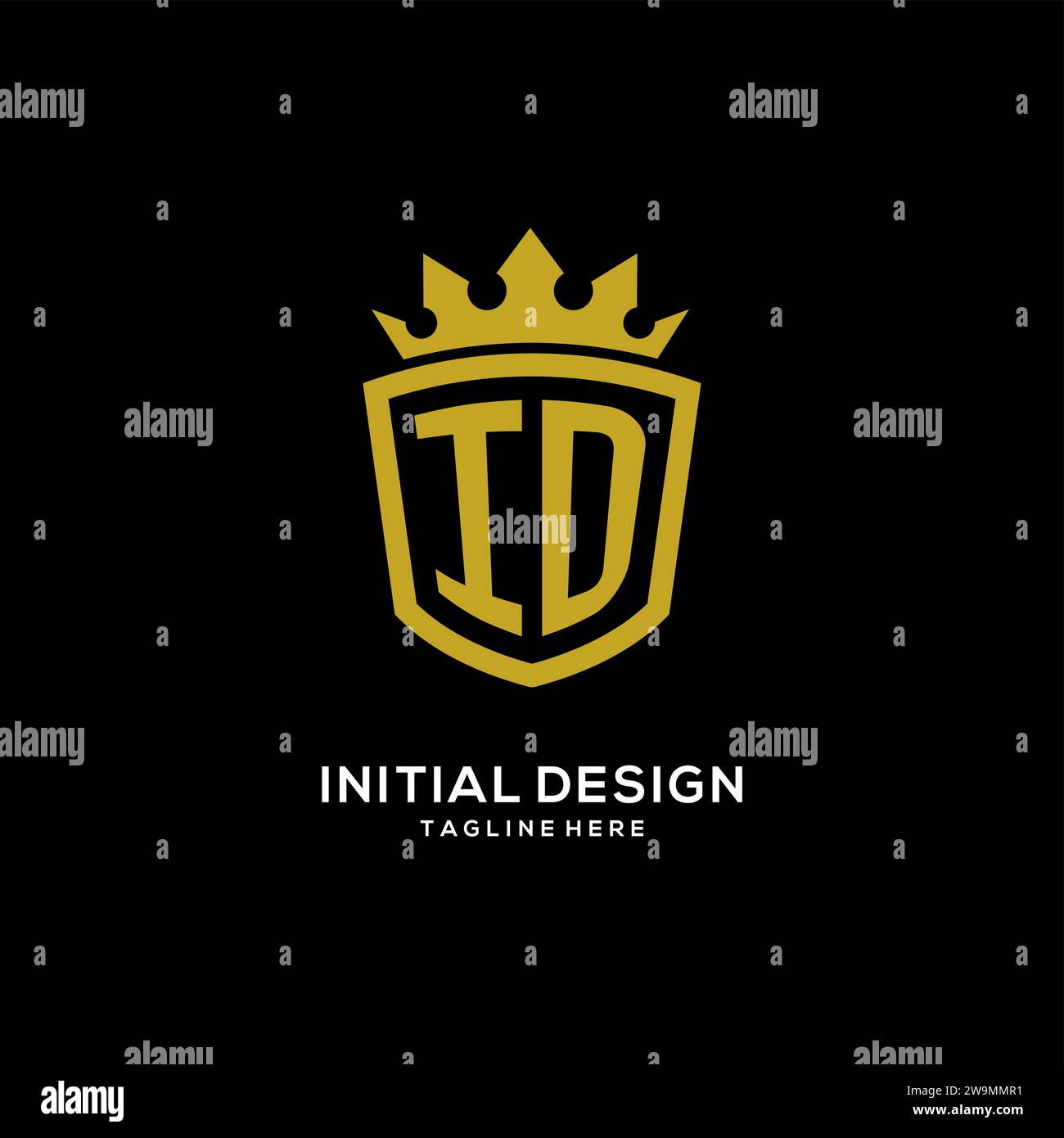 Initial ID logo shield crown style, luxury elegant monogram logo design vector graphic Stock Vector