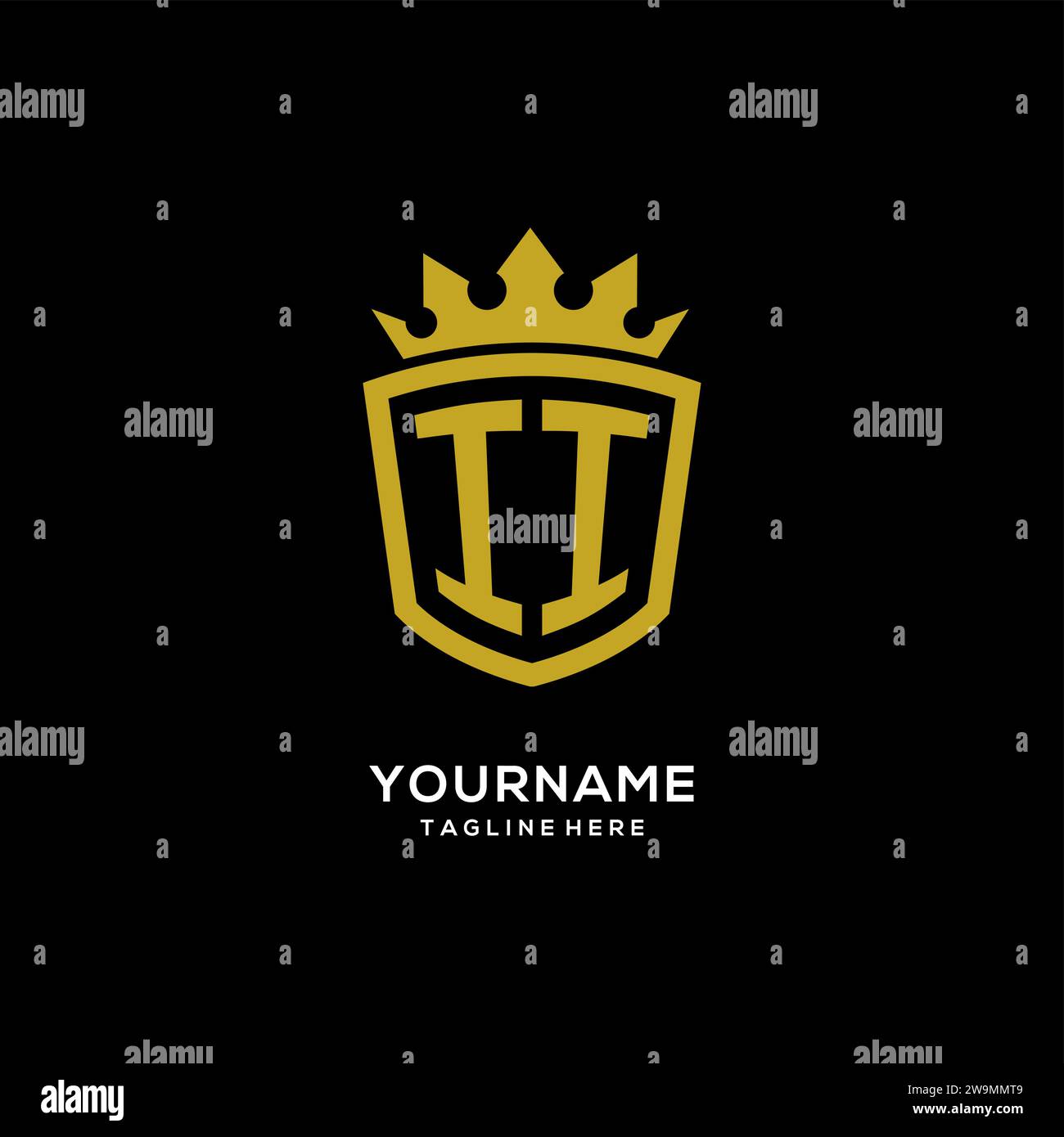 Initial II logo shield crown style, luxury elegant monogram logo design vector graphic Stock Vector