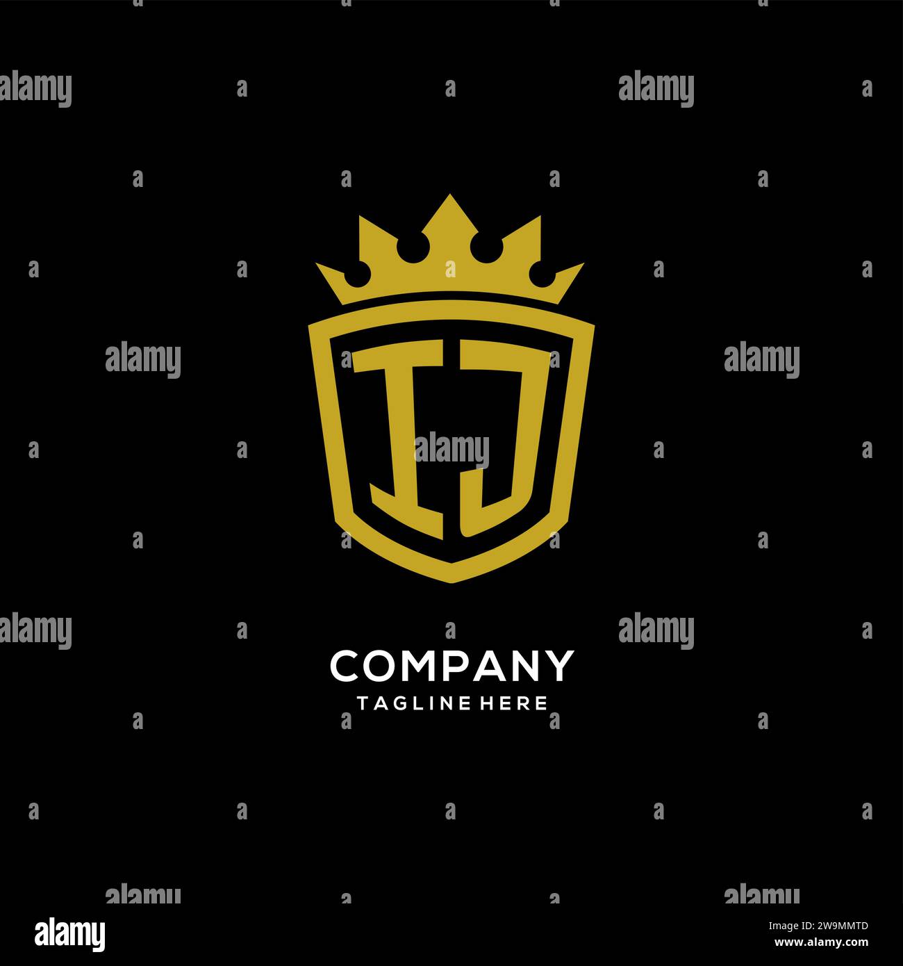 Initial IJ logo shield crown style, luxury elegant monogram logo design ...