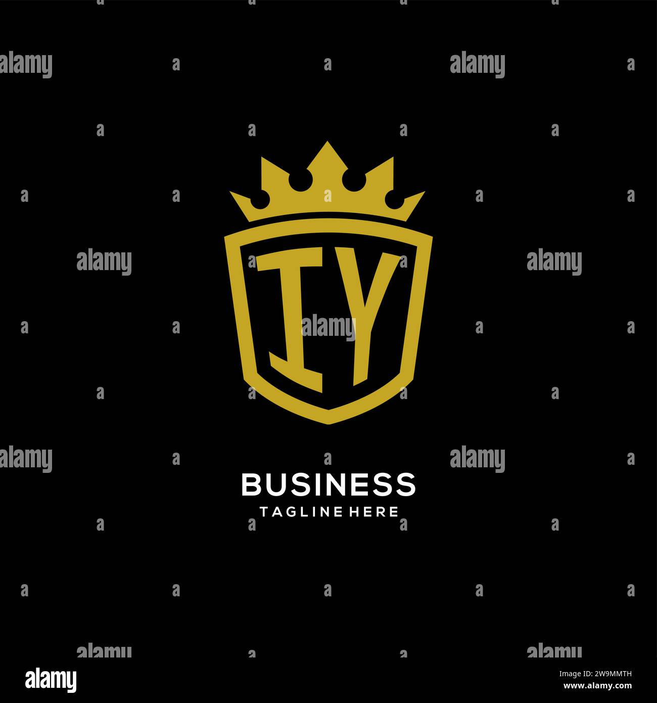 Initial IY logo shield crown style, luxury elegant monogram logo design vector graphic Stock Vector