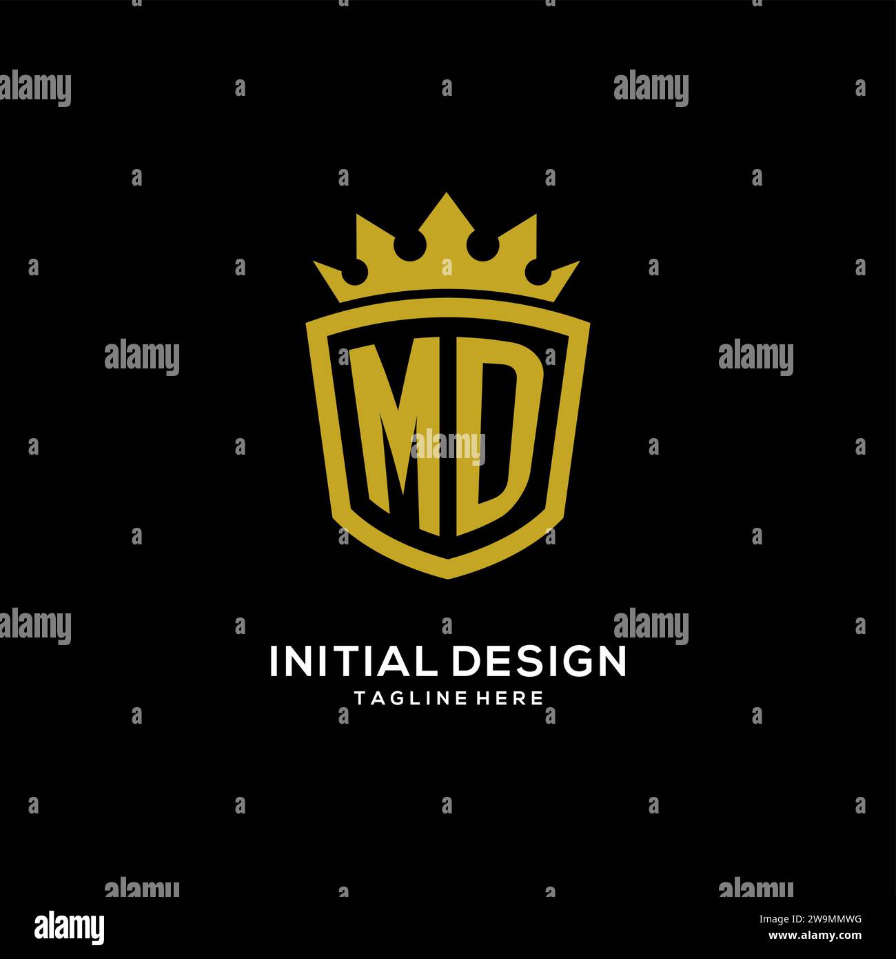 Initial MD logo shield crown style, luxury elegant monogram logo design vector graphic Stock Vector
