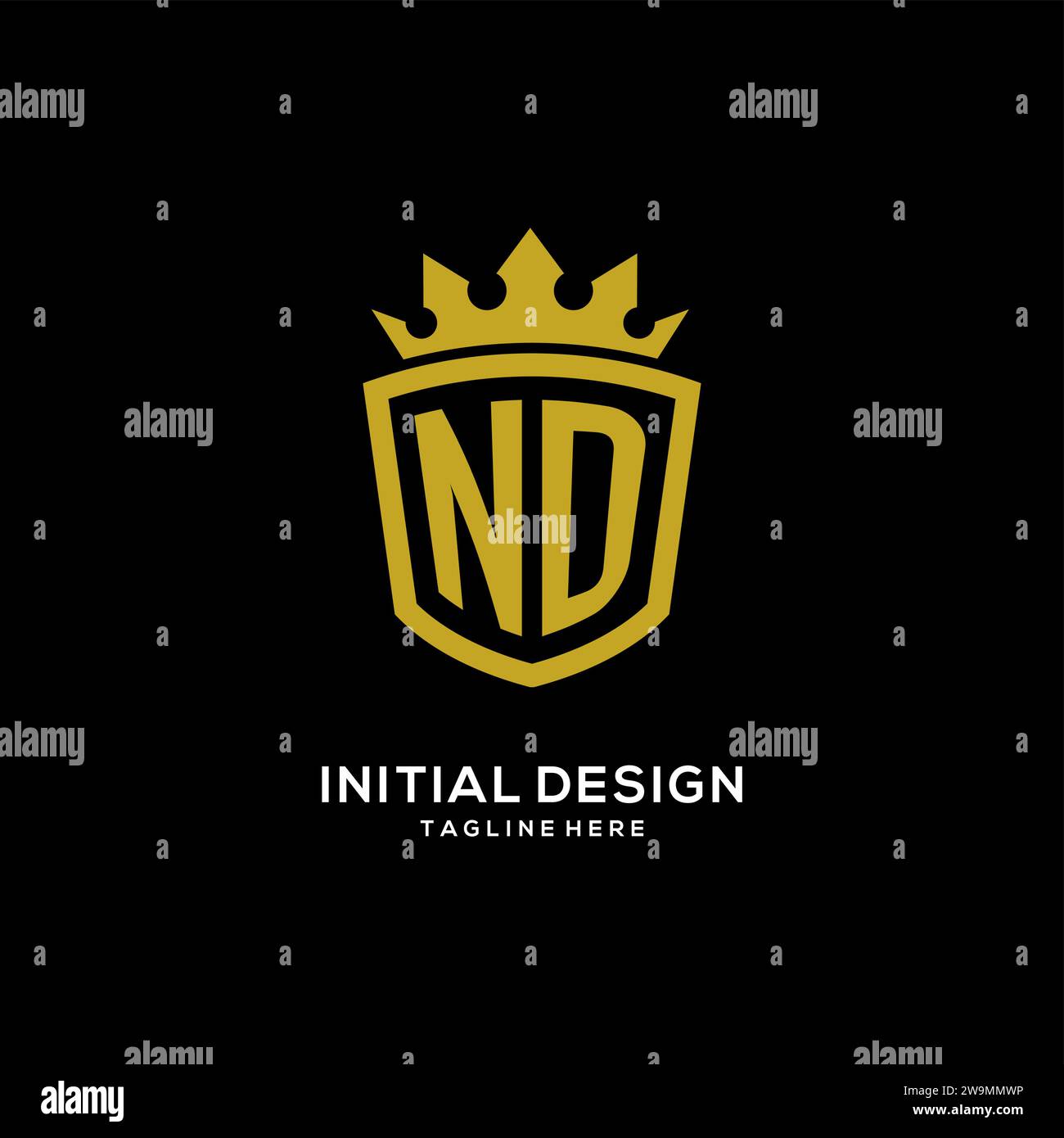 Initial ND logo shield crown style, luxury elegant monogram logo design vector graphic Stock Vector