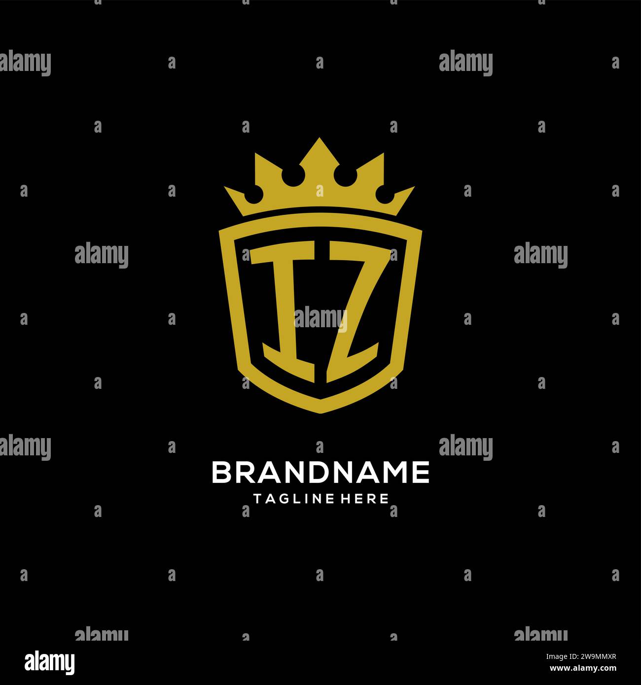 Initial IZ logo shield crown style, luxury elegant monogram logo design vector graphic Stock Vector